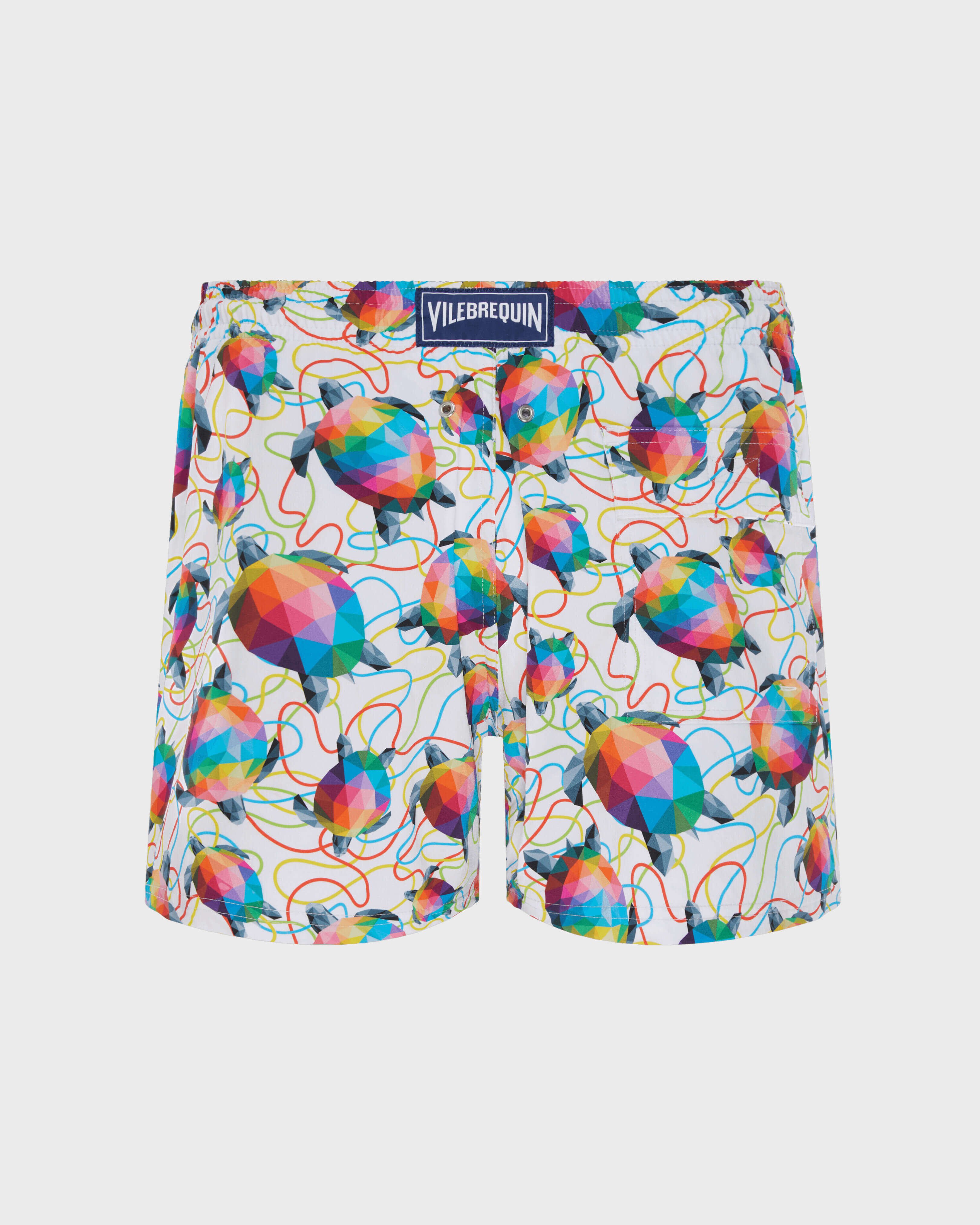 Tortugas Stretch-Badeshorts für Herren – Vilebrequin x Okuda San Miguel MULTICOLOR back view