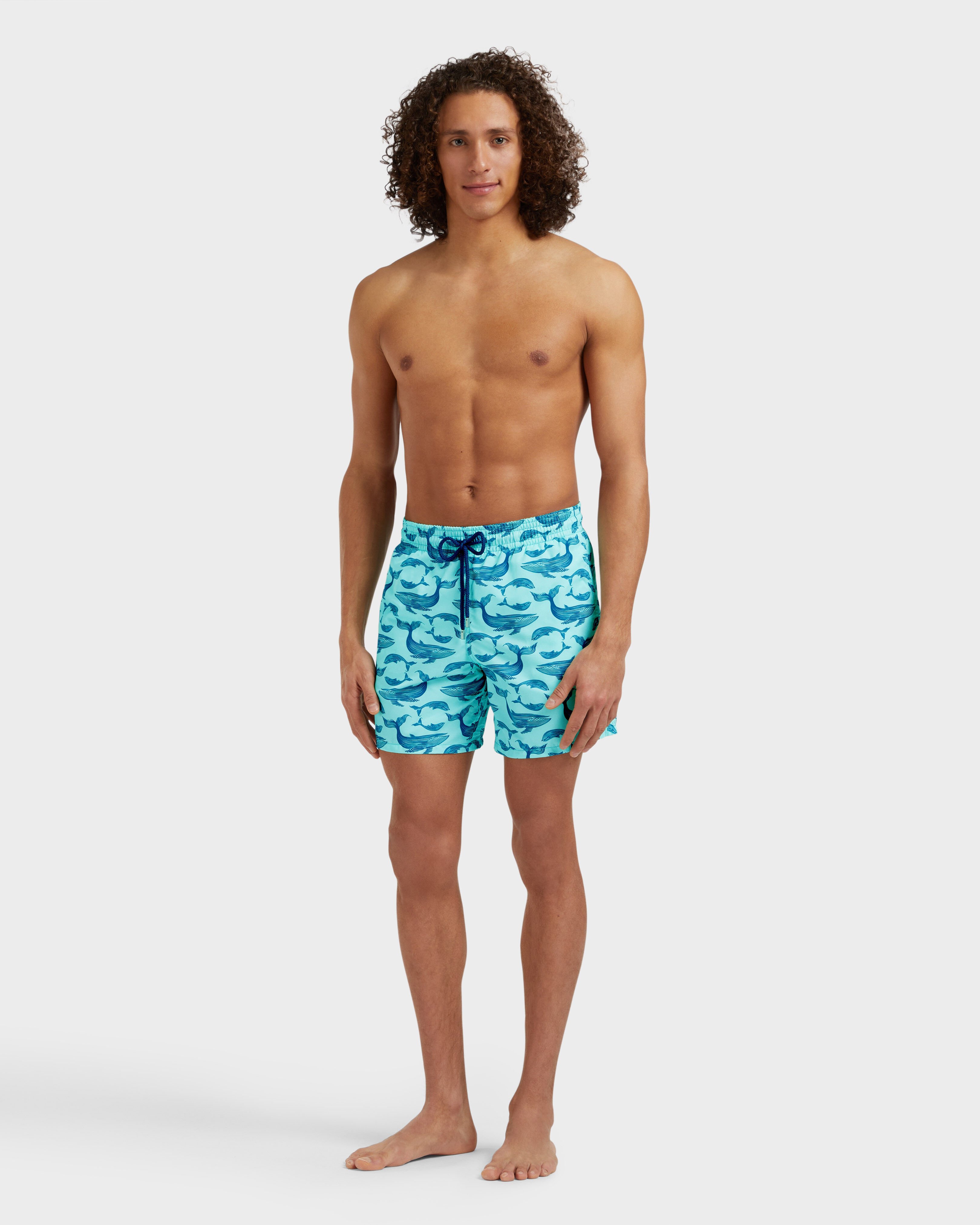 Men Swim Shorts Whales BLUE NOTE frontworn view