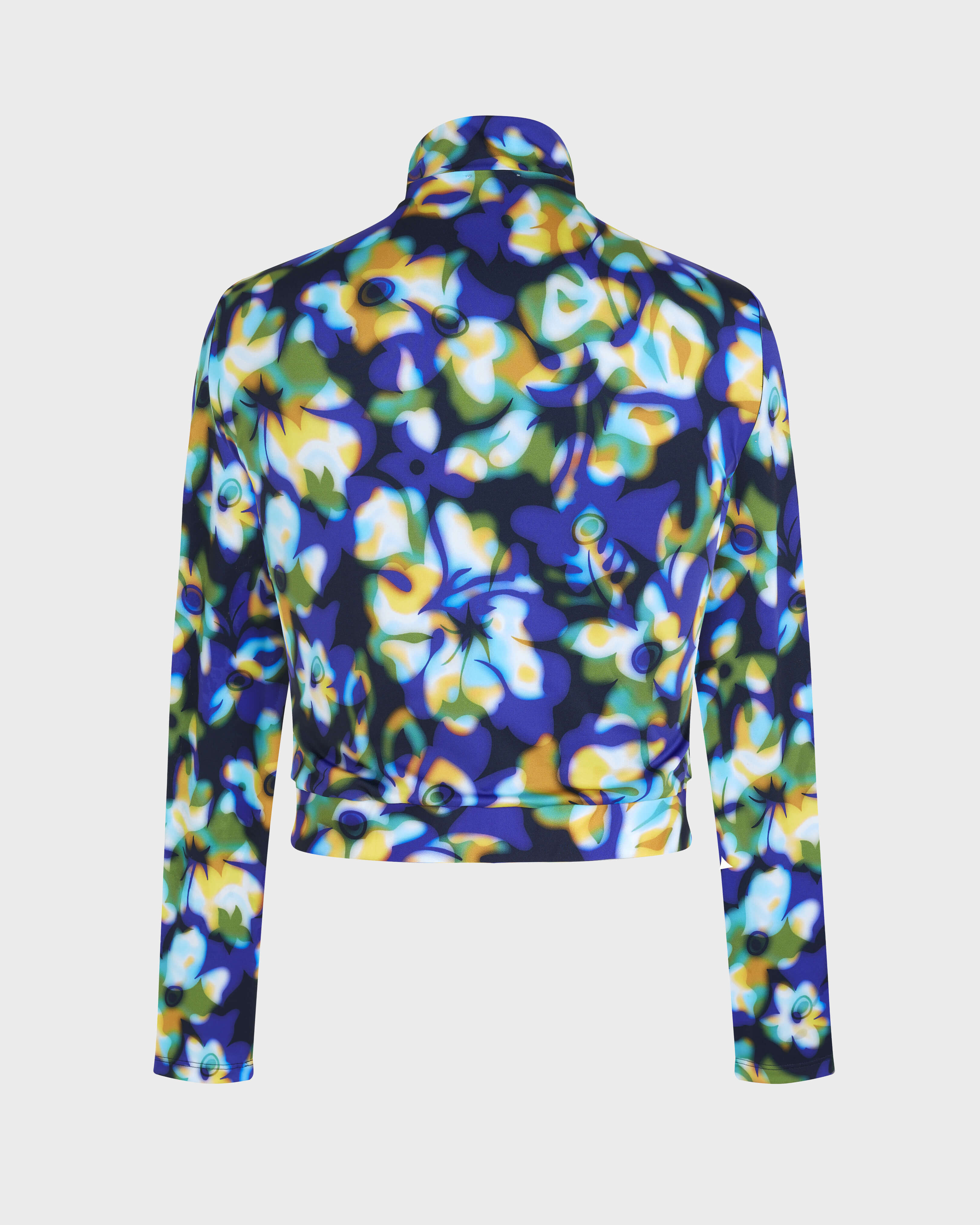 Crop Top anti-UV à fermeture éclair femme Frangipanier Trouble BLEU MARINE back view
