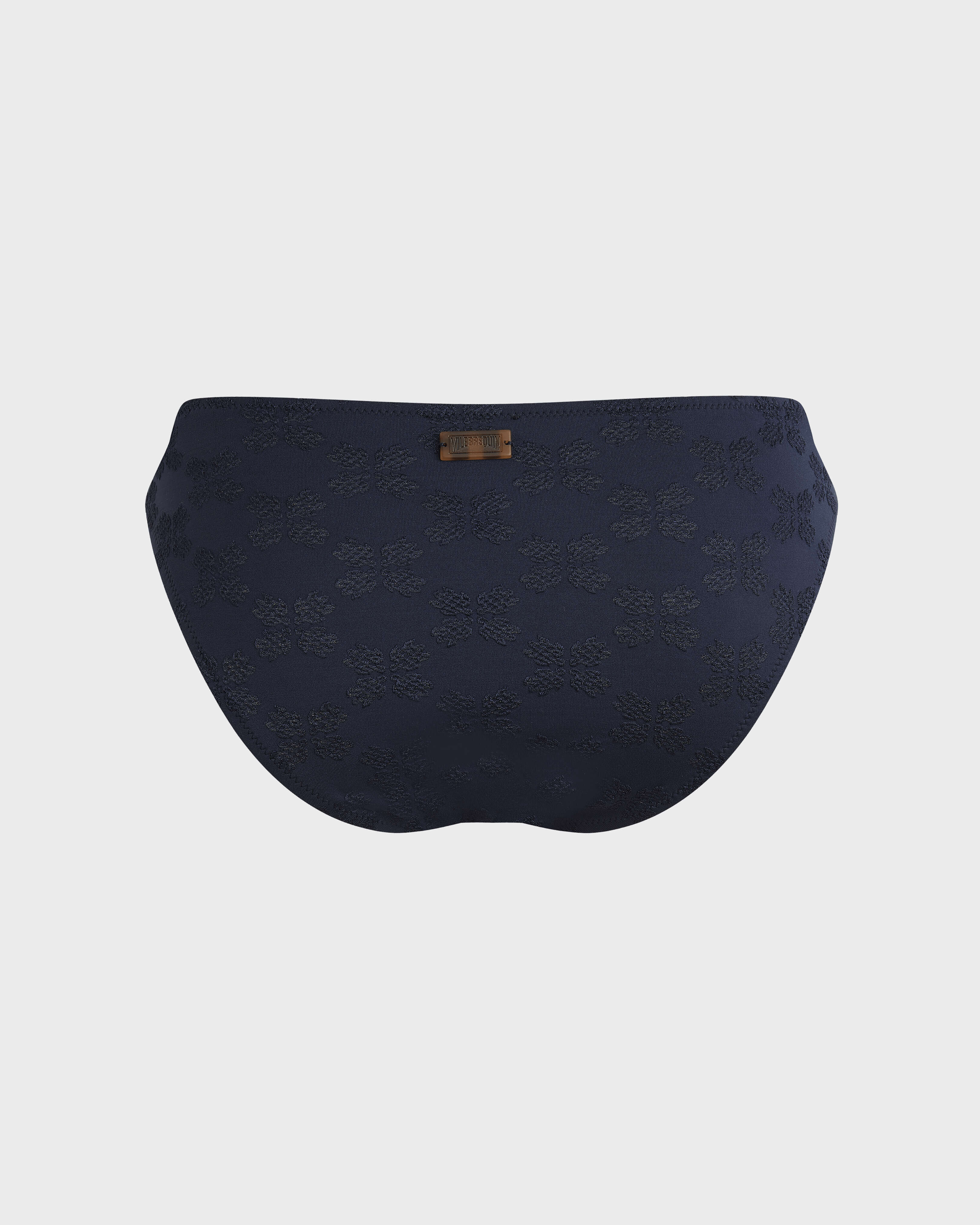 Women Midi brief Bikini Bottom Turtle Monogram Jacquard NAVY back view