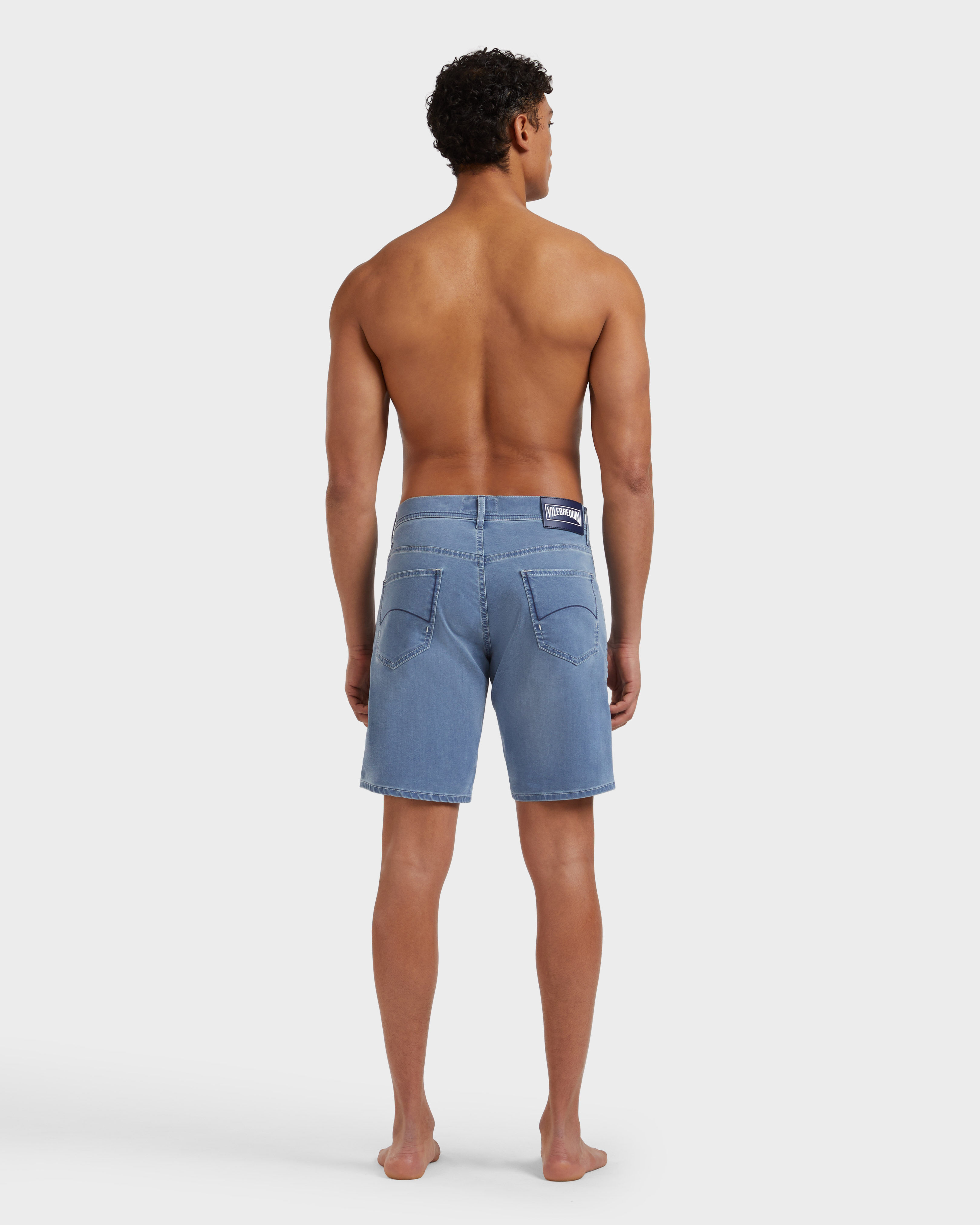 Men Denim Bermuda Shorts Turtles Net LIGHT DENIM W3 backworn view