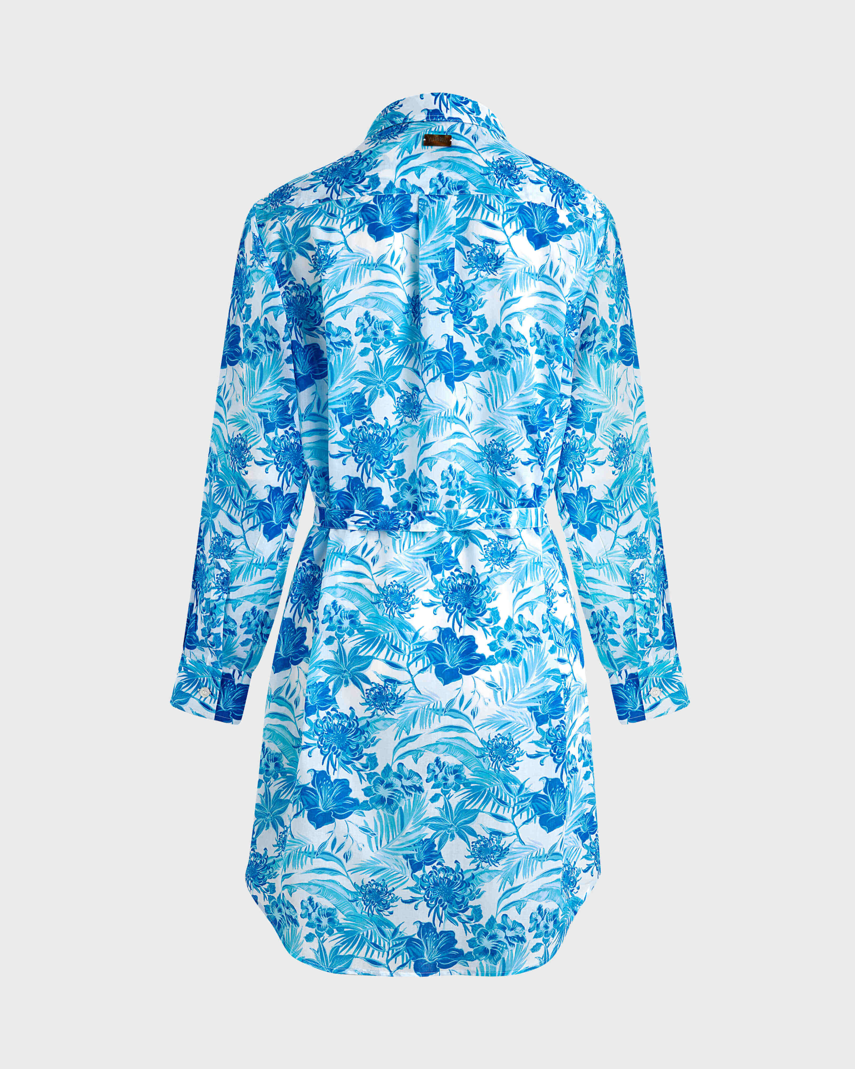 Tahiti Flowers Hemdkleid aus Baumwollvoile für Damen WEISS back view