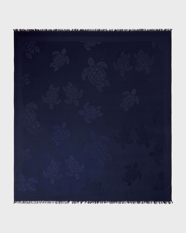 Vilebrequin - Wool And Silk Scarf Ronde Des Tortues - Scarves - Sublime - Blue - Size OSFA