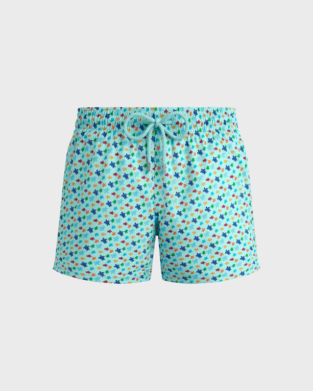 Vilebrequin - Men Stretch Short Swim Shorts Micro Ronde Des Tortues Rainbow - Swimwear - Monrise - Blue - Size XXXL