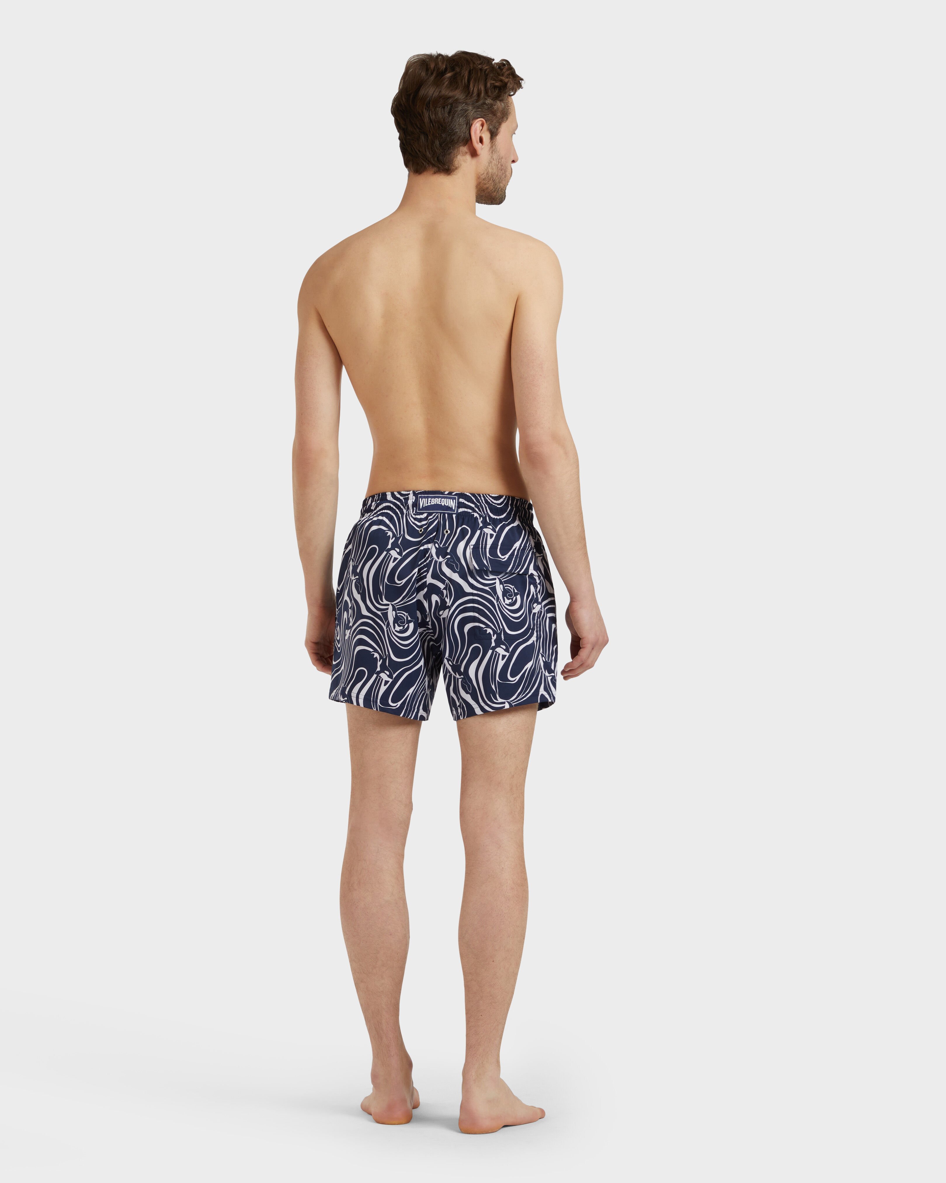 Men Stretch Short Swim Shorts Orcas NAVY backworn view