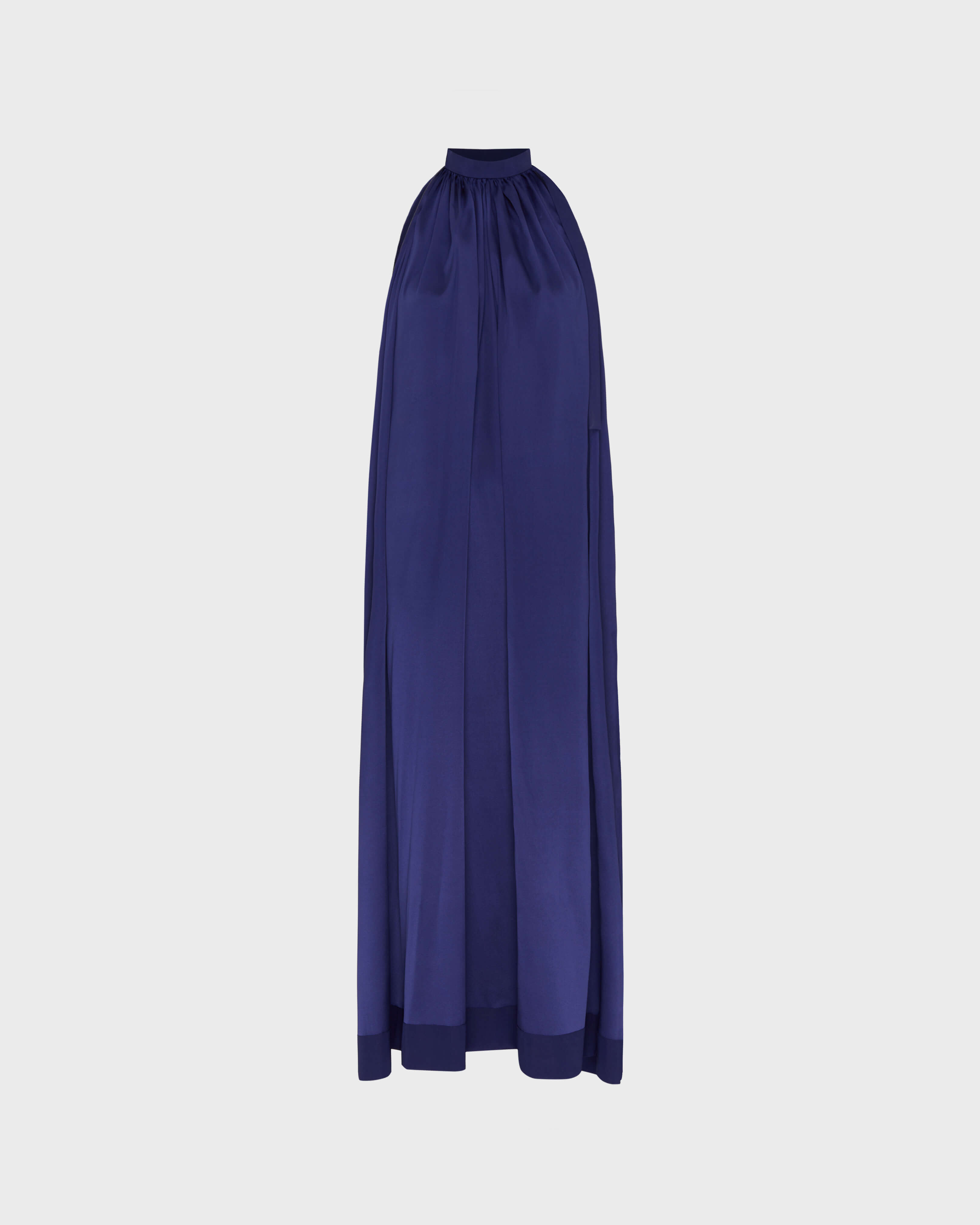 Vestido largo de satén de seda liso para mujer MIDNIGHT front view