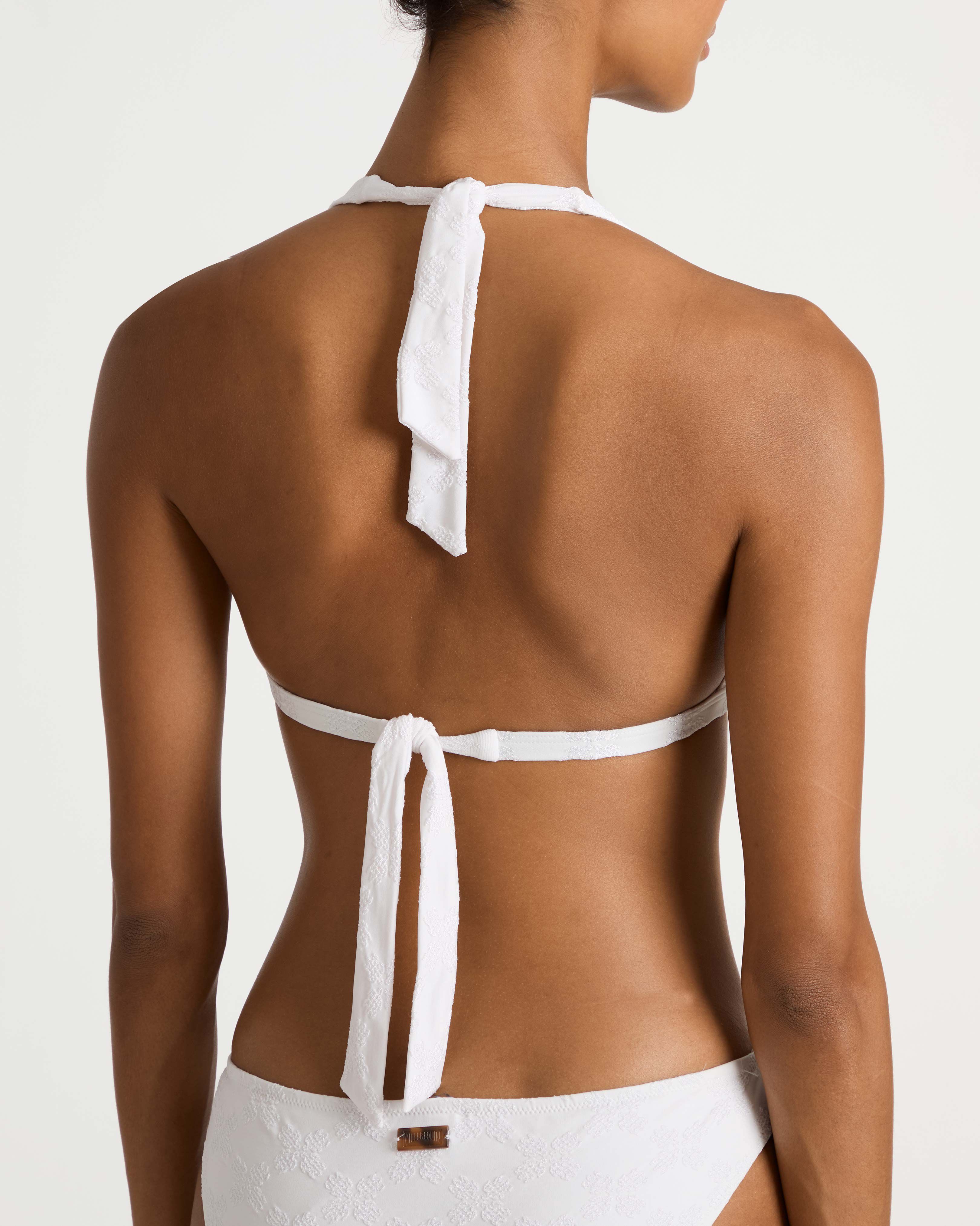 Women Halter Bikini Top Turtle Monogram Jacquard WHITE supp2 view