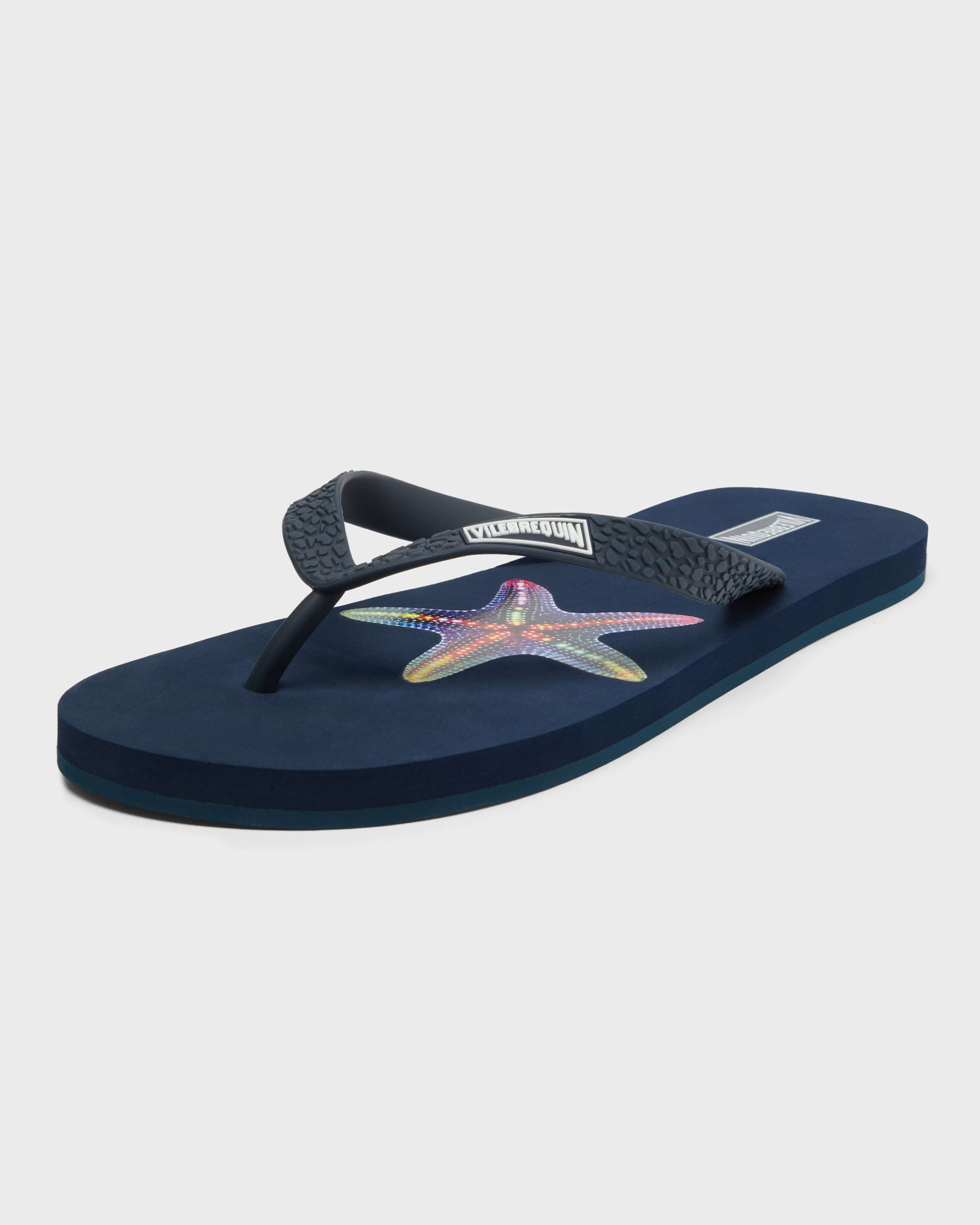 Men Flip Flops Disco Stars NAVY back view
