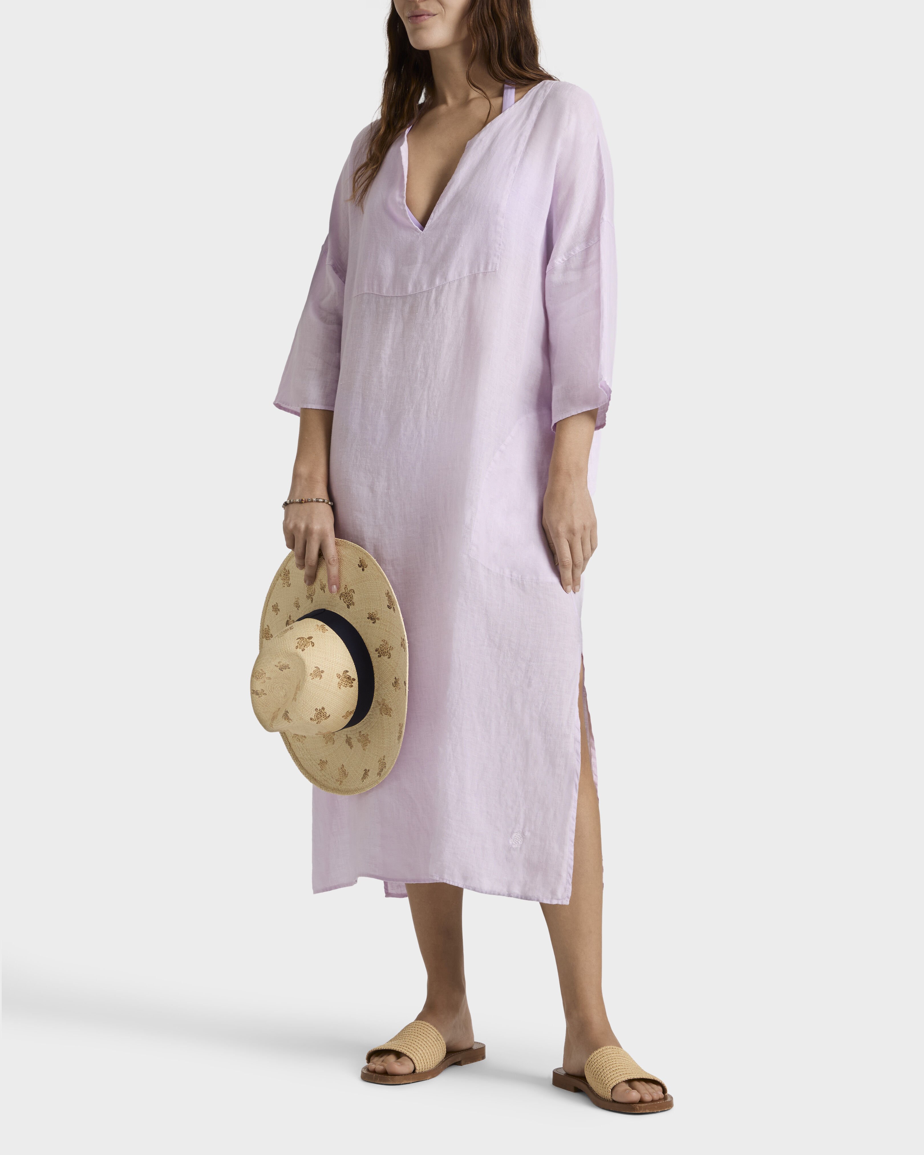 Women Linen Kaftan Solid FLEUR frontworn view