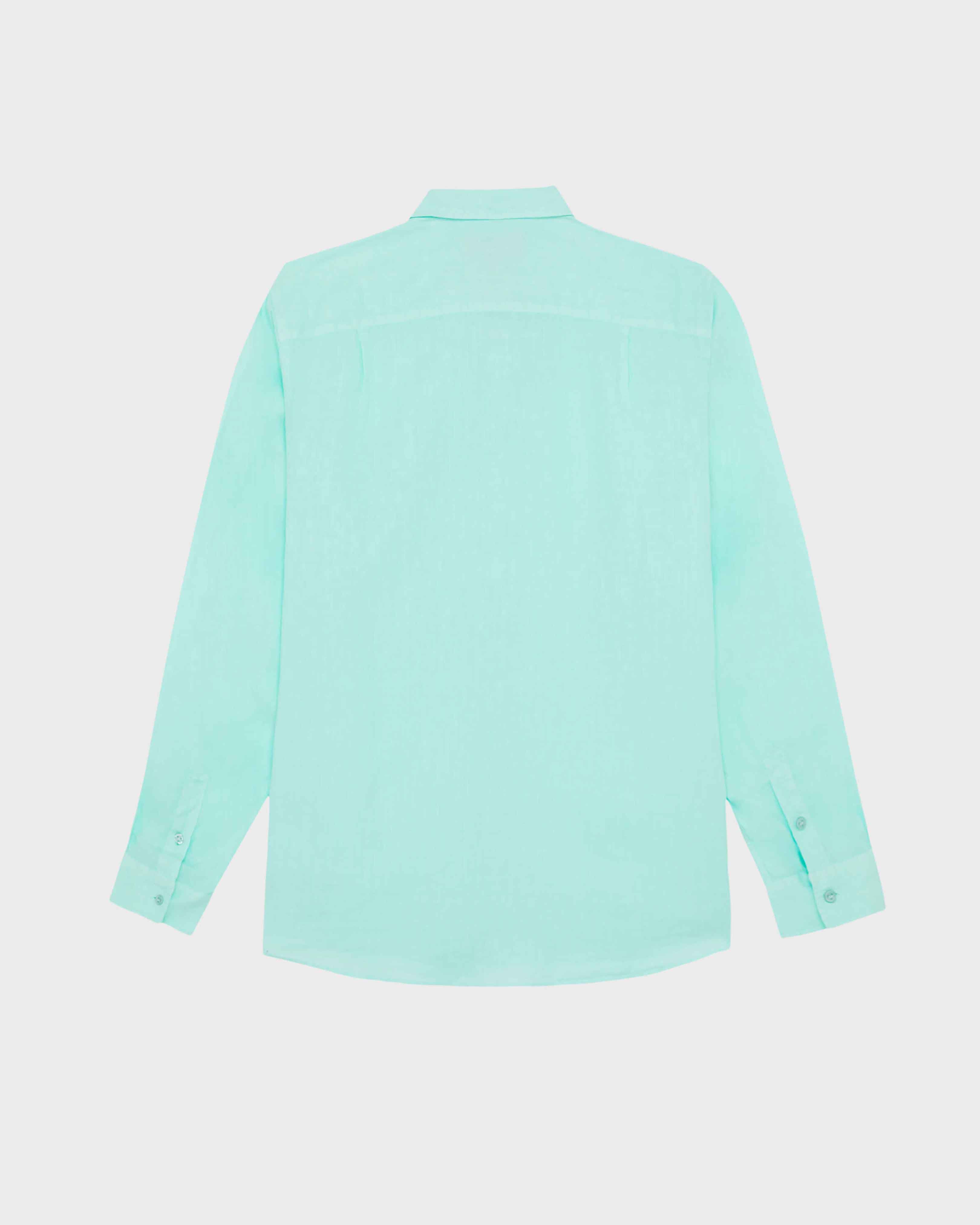 Camisa de lino lisa para hombre CARIBBEAN back view