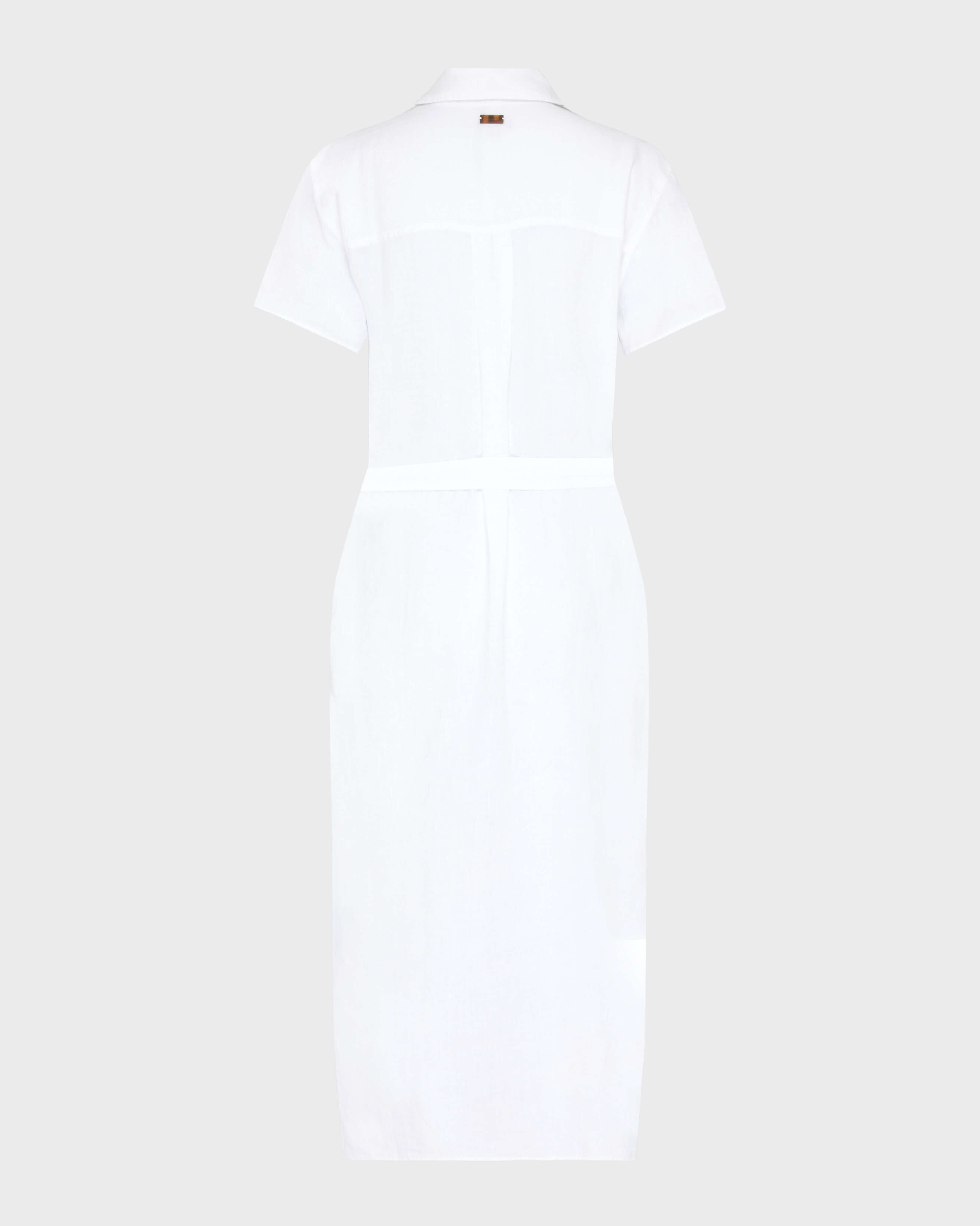 Women Linen Shirt Dress Solid WHITE back view