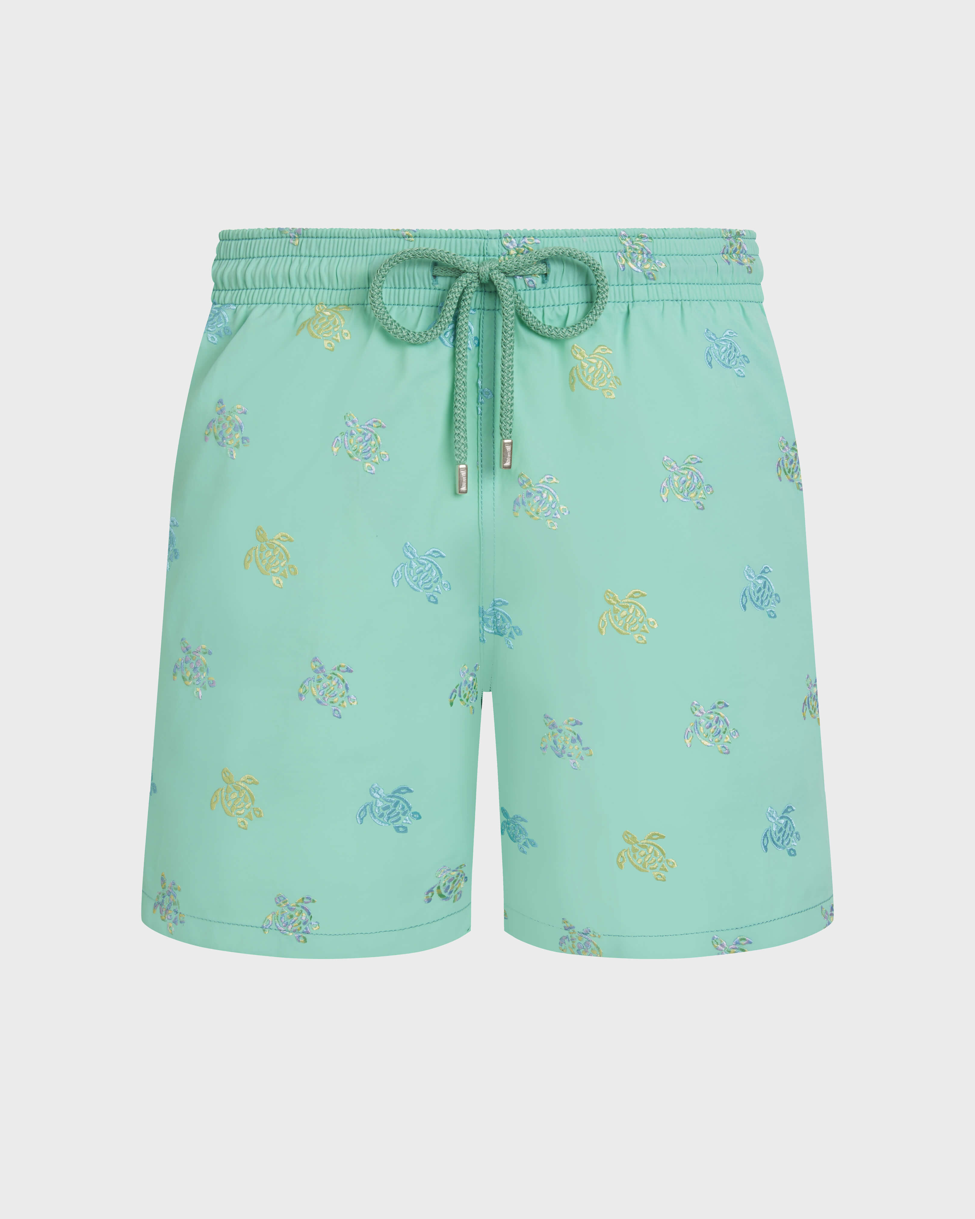 Men Embroidered Swim Shorts Micro Tortues Diagonales - Limited Edition CARIBBEAN front view