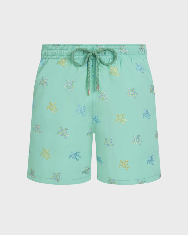 Vilebrequin - Men Embroidered Swim Shorts Micro Tortues Diagonales - Limited Edition - Swimwear - Mistral - Green - Size XXXL