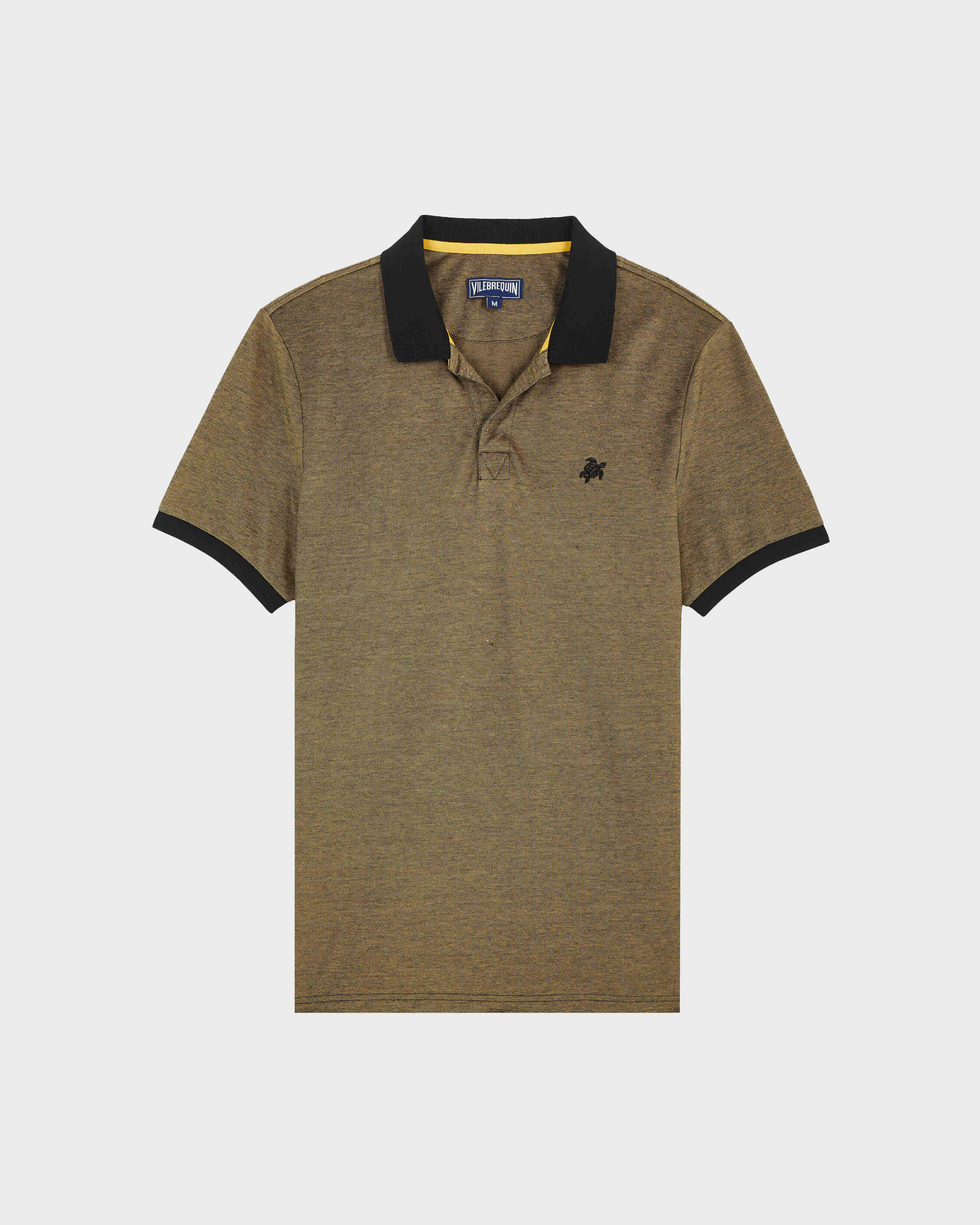 Polo en piqué de coton homme couleur changeante uni NOIR front view