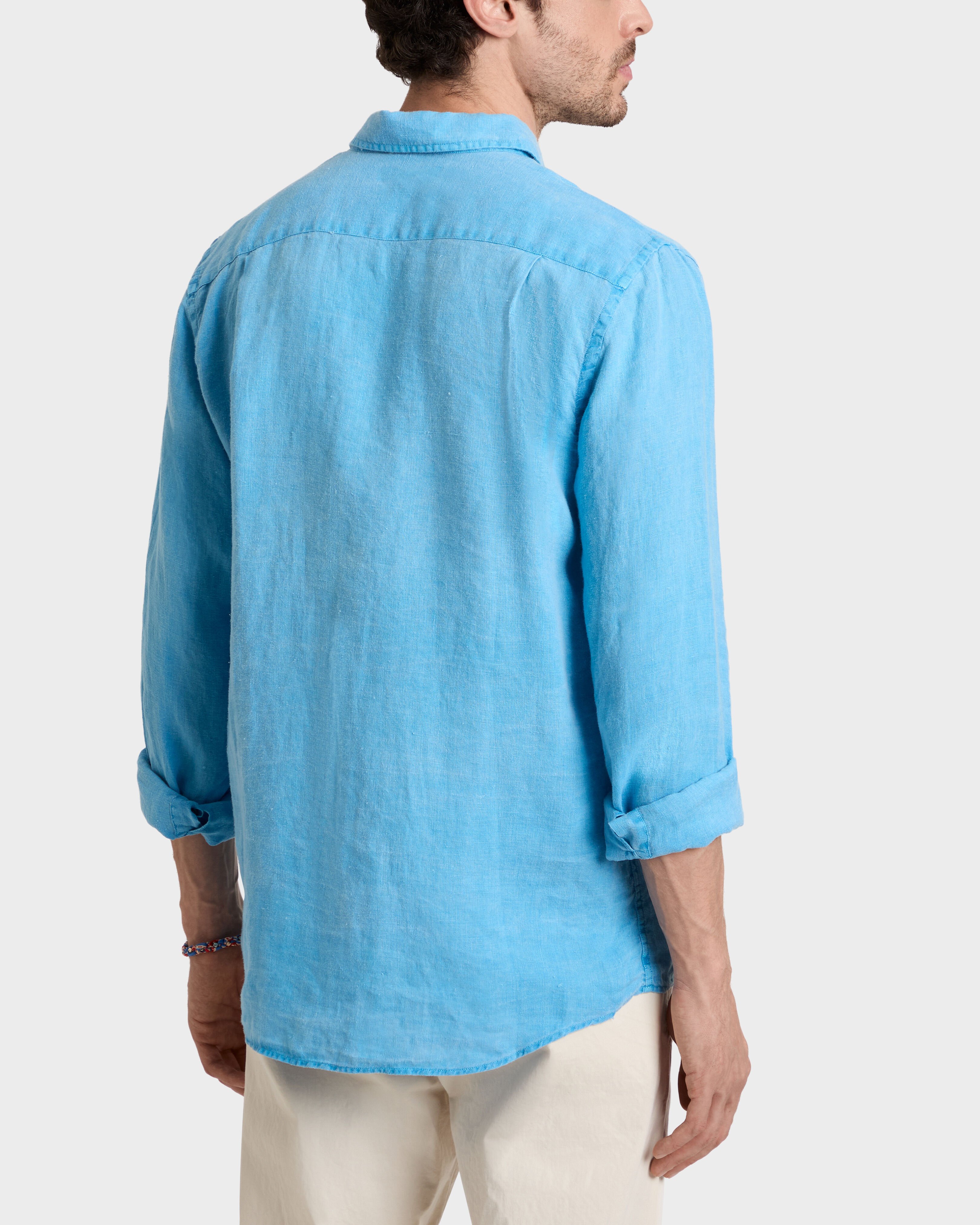 Men Linen Shirt Solid SANTORINI backworn view