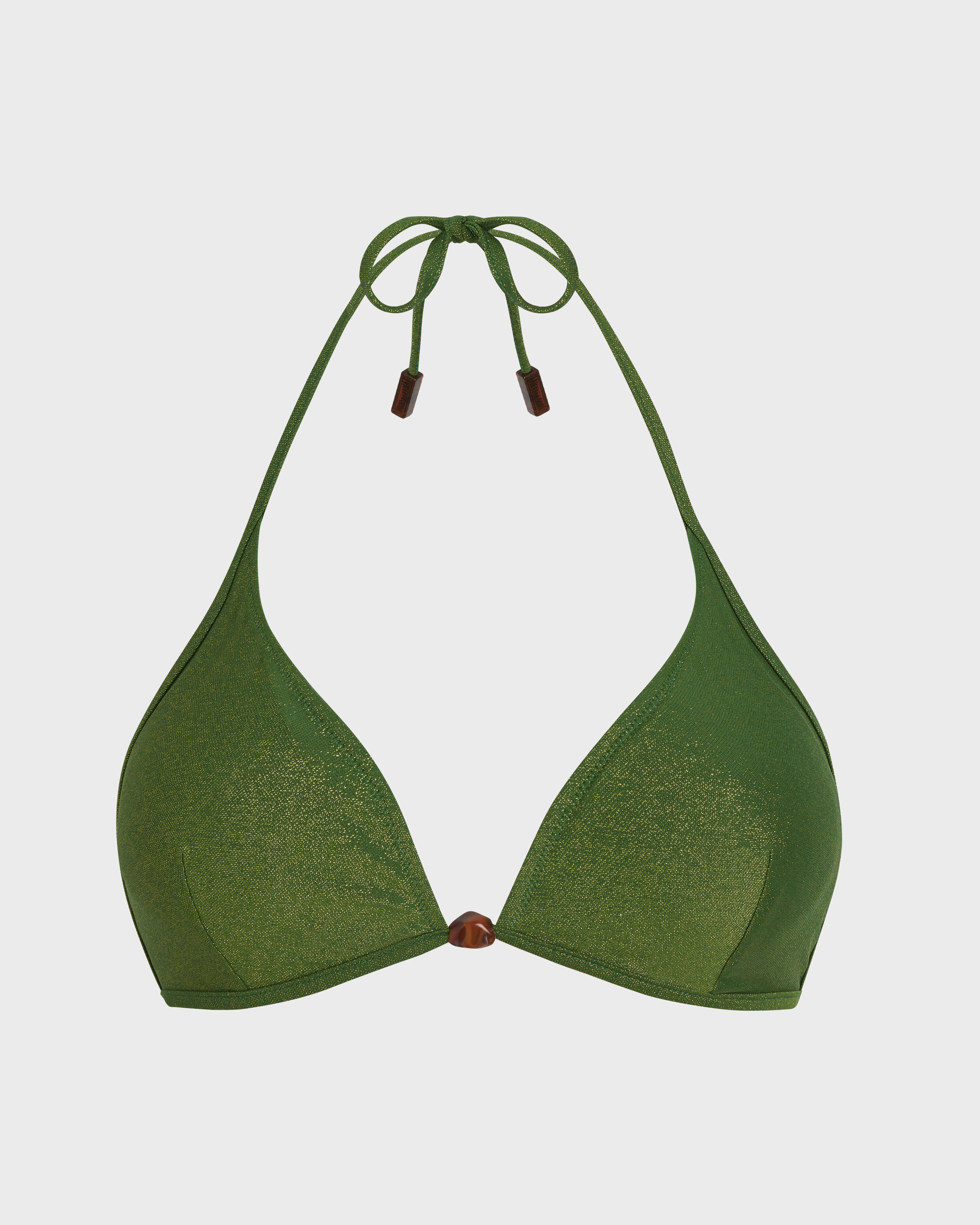 Women Triangle Bikini Top Iridescent Jersey TROPICAL front view