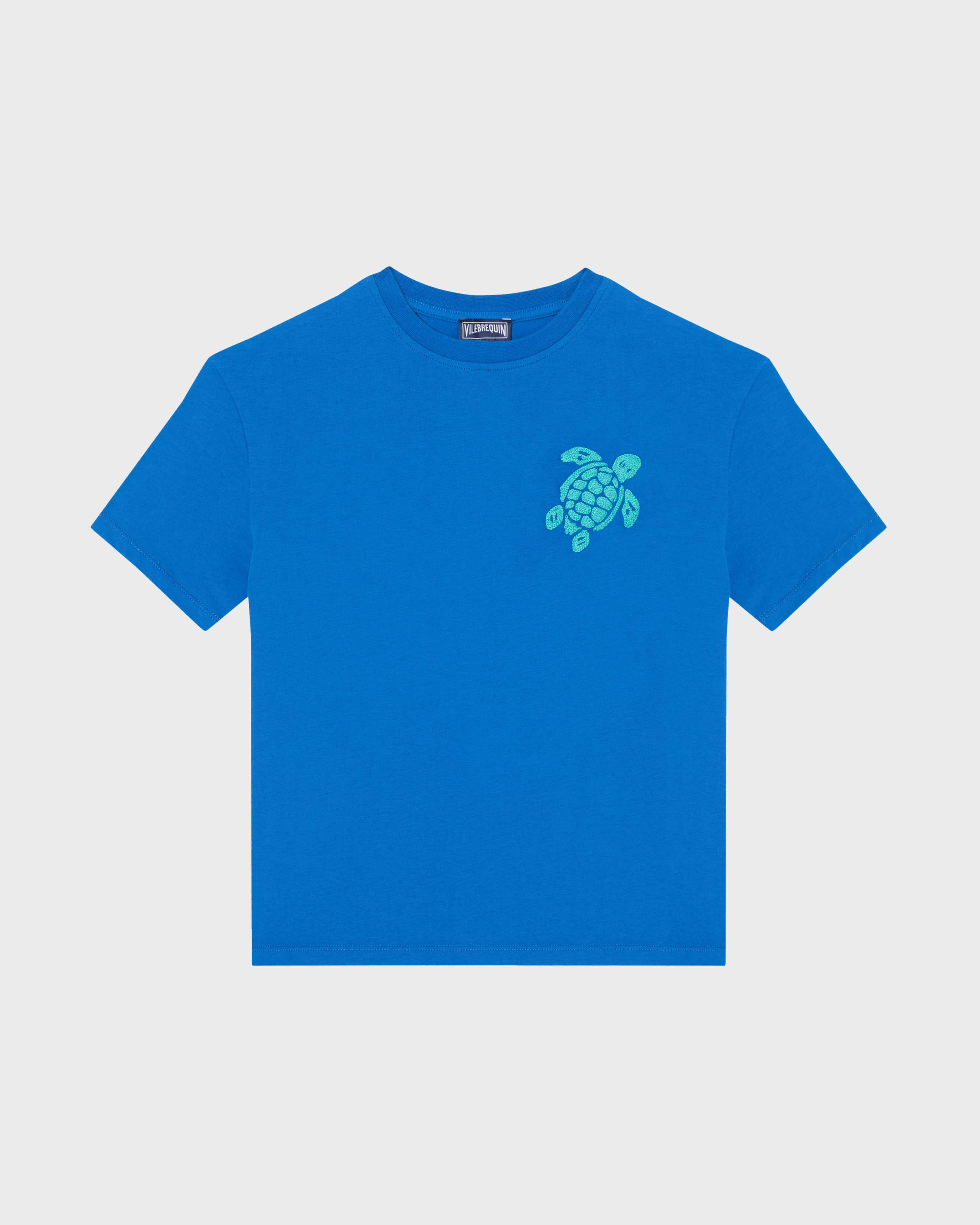 Camiseta de algodón orgánico con tortuga bordada para niño PALACE front view