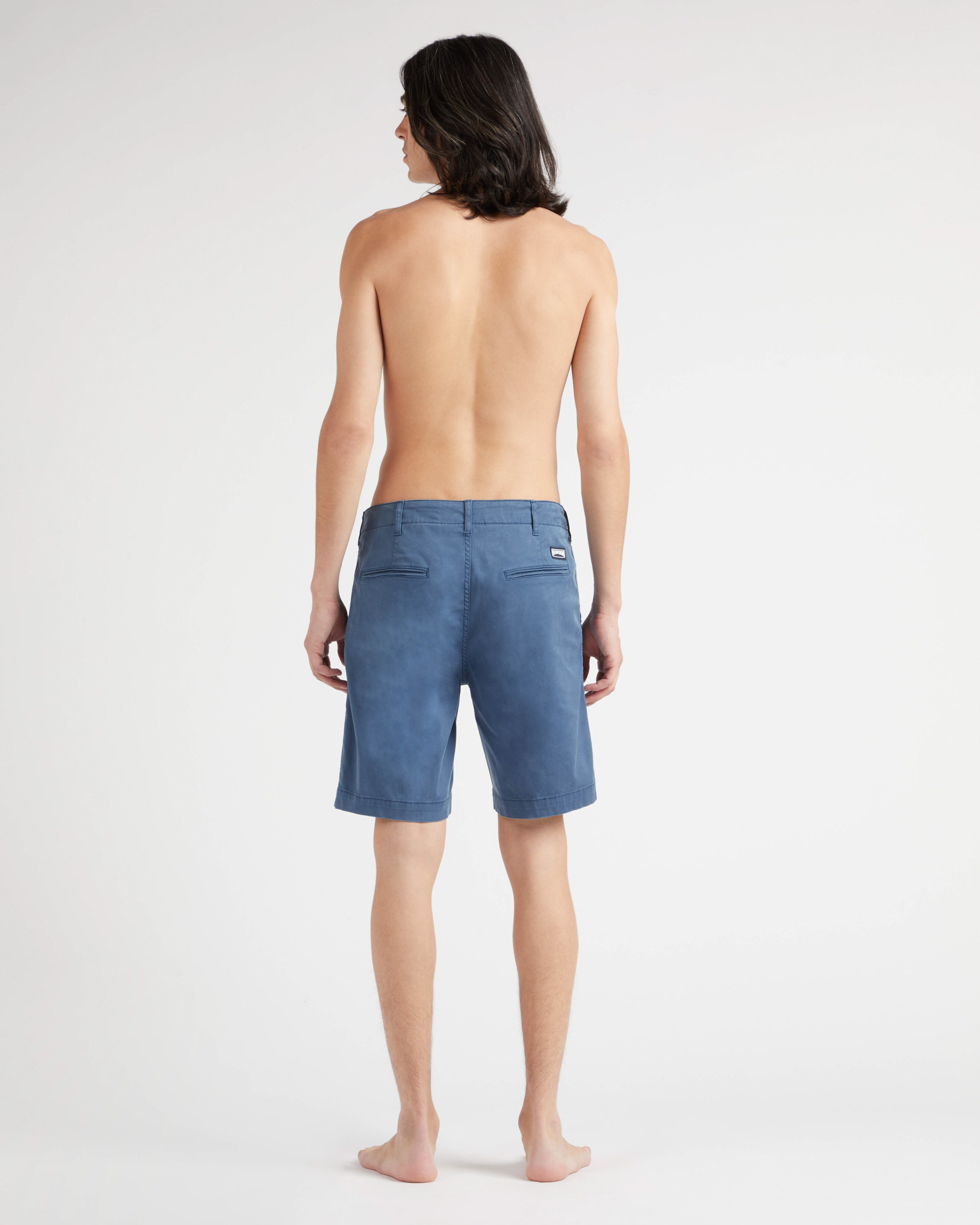 Men Tencel Gabardine Bermuda Shorts SEA BLUE backworn view
