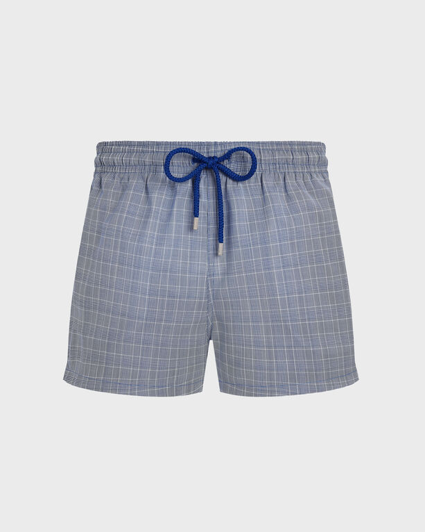 Vilebrequin - Men Ultrafine Wool Swim Shorts Prince Of Wales Check - Swimwear - Milton - Blue - Size L