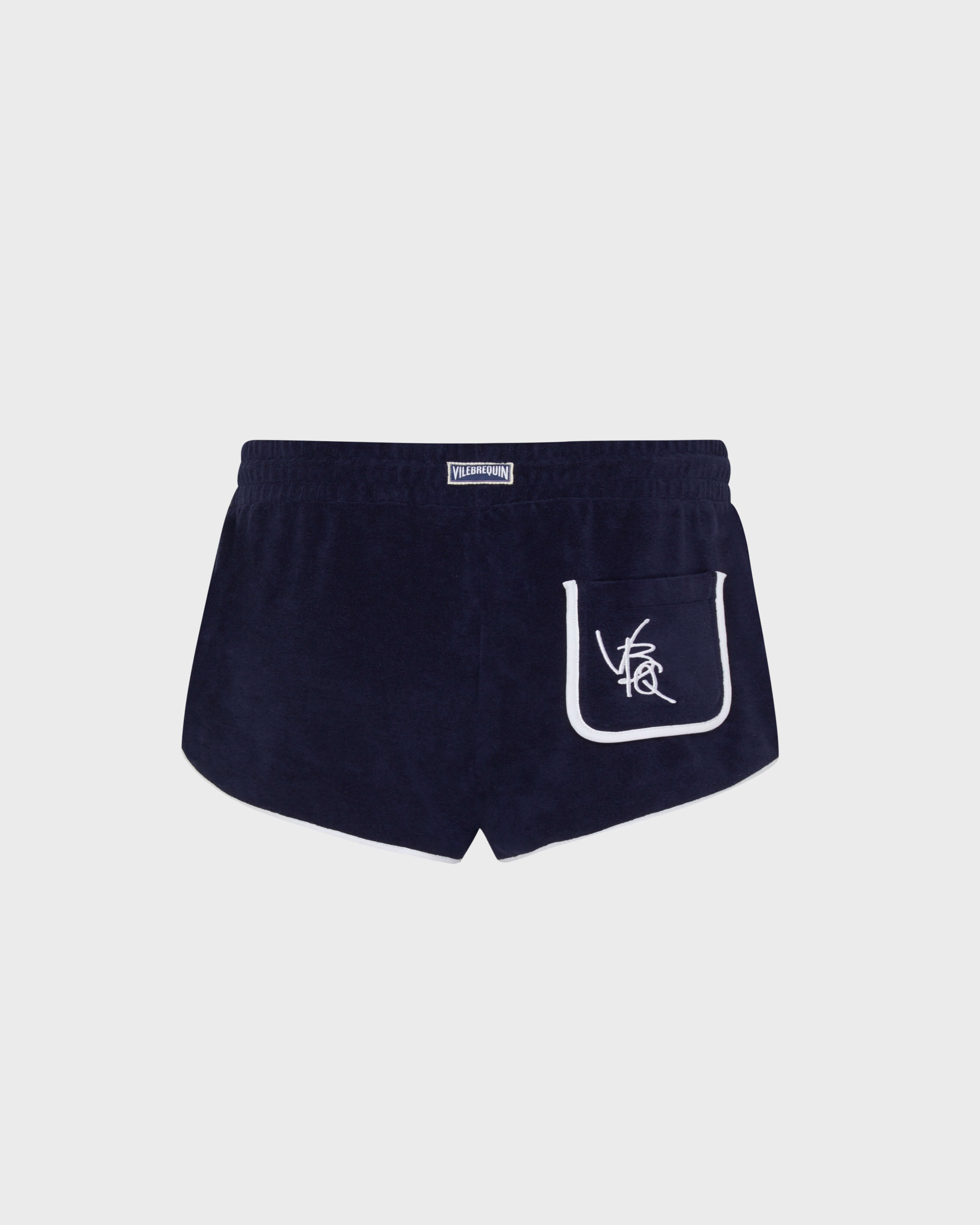 Women Terry Shorts VBQ Line NAVY back view