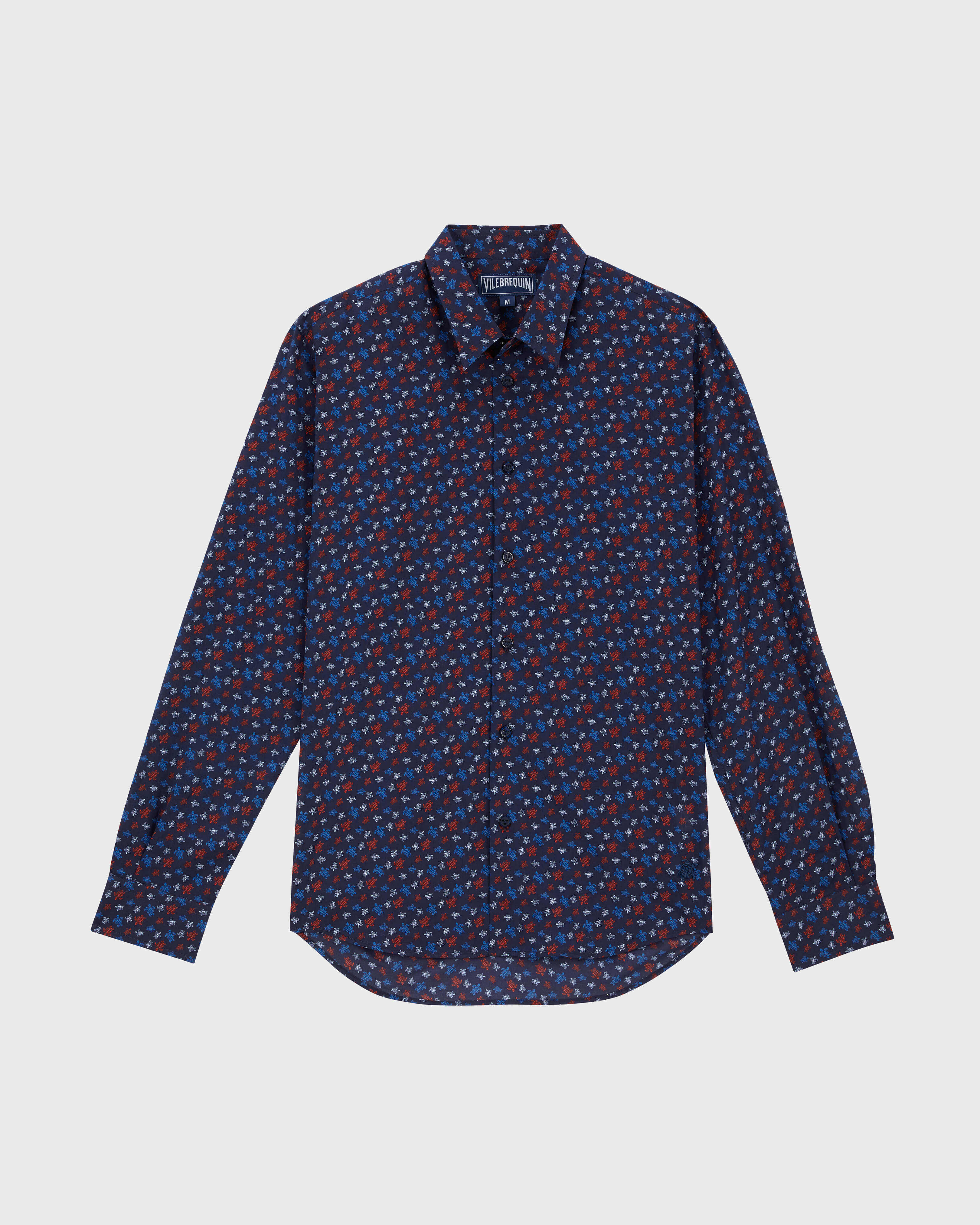 Camisa ligera de gasa de algodón con estampado Micro Ronde Des Tortues Rainbow unisex AZUL MARINO front view