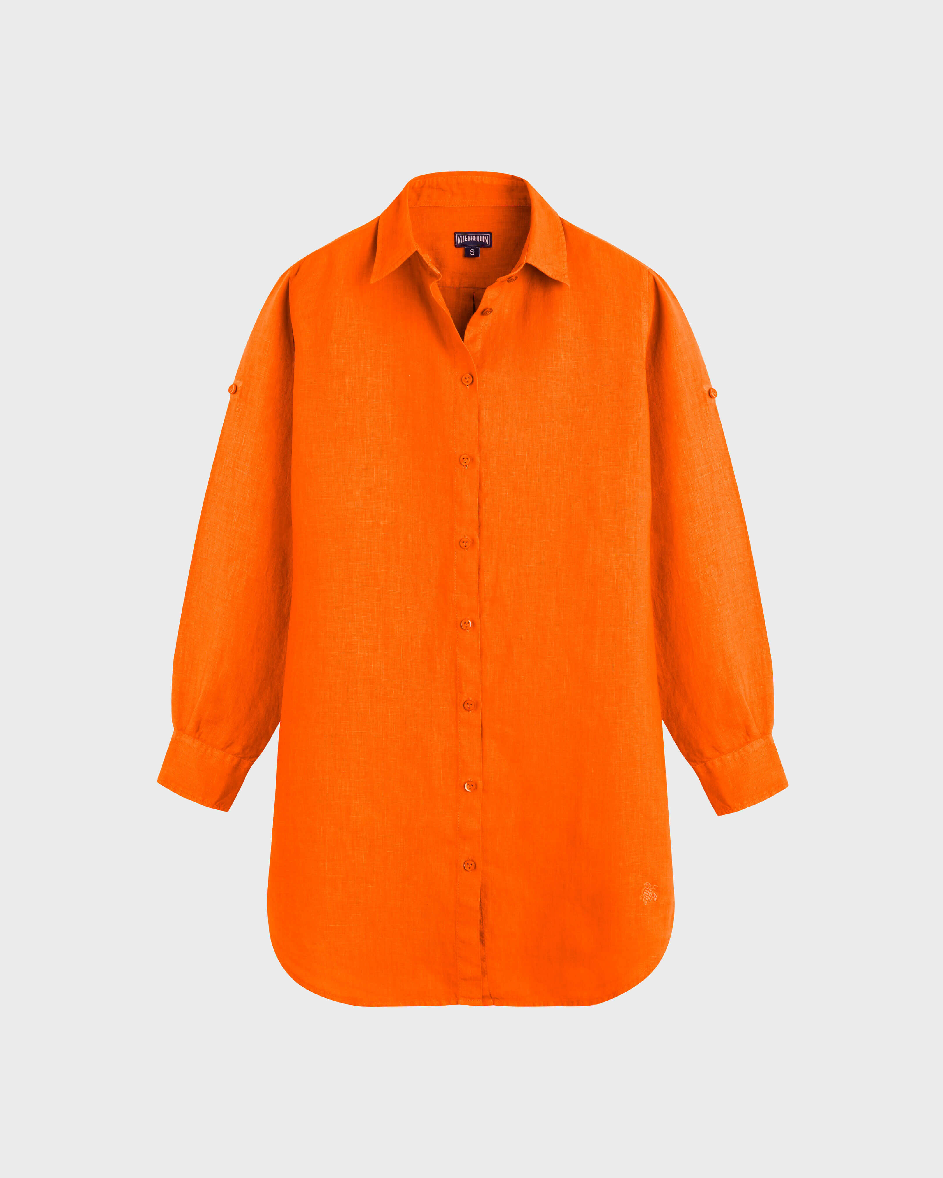Women Shirt Dress Solid APRICOT front view