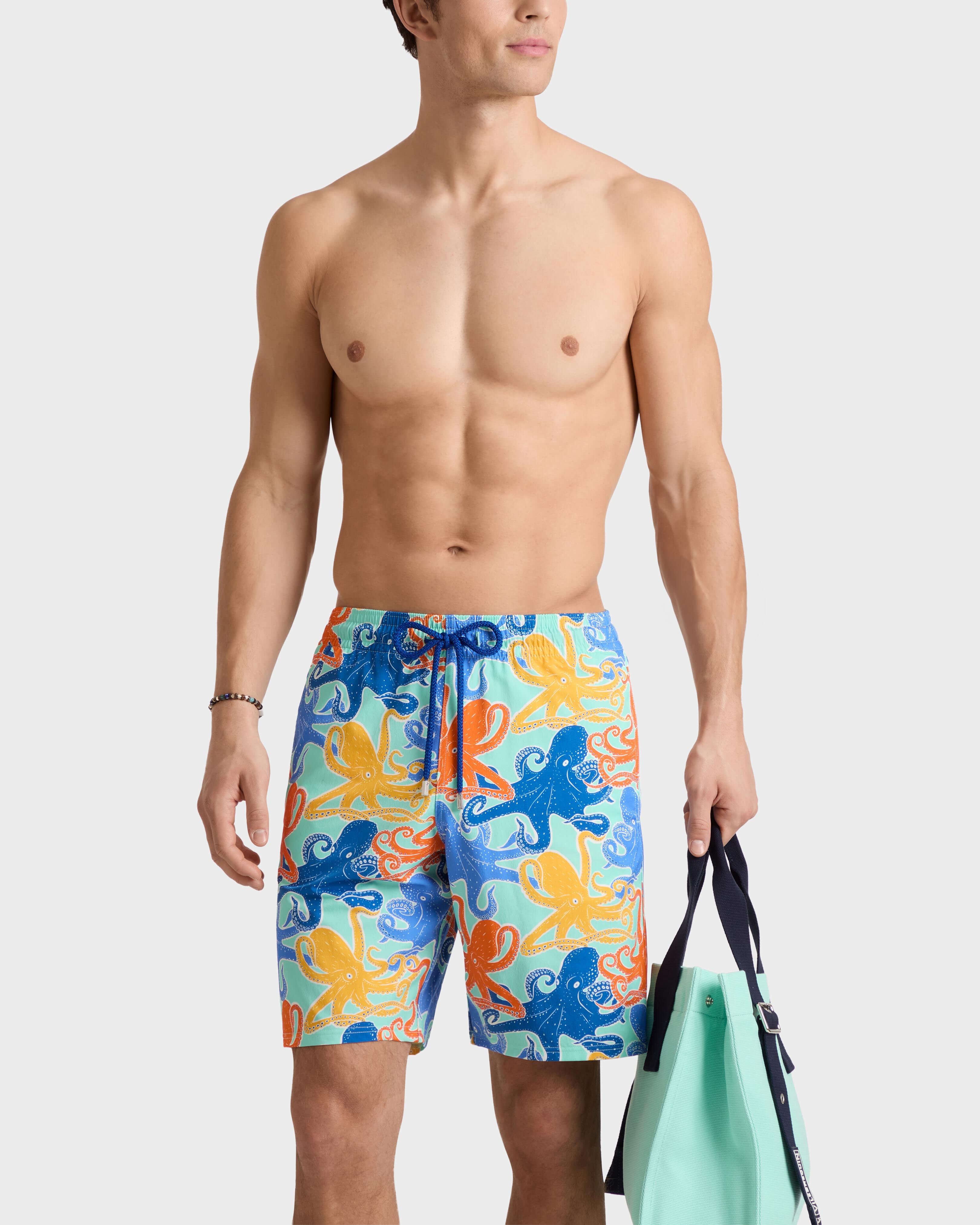 Lange Octopussy Stretch-Badeshorts für Herren CARIBBEAN frontworn view