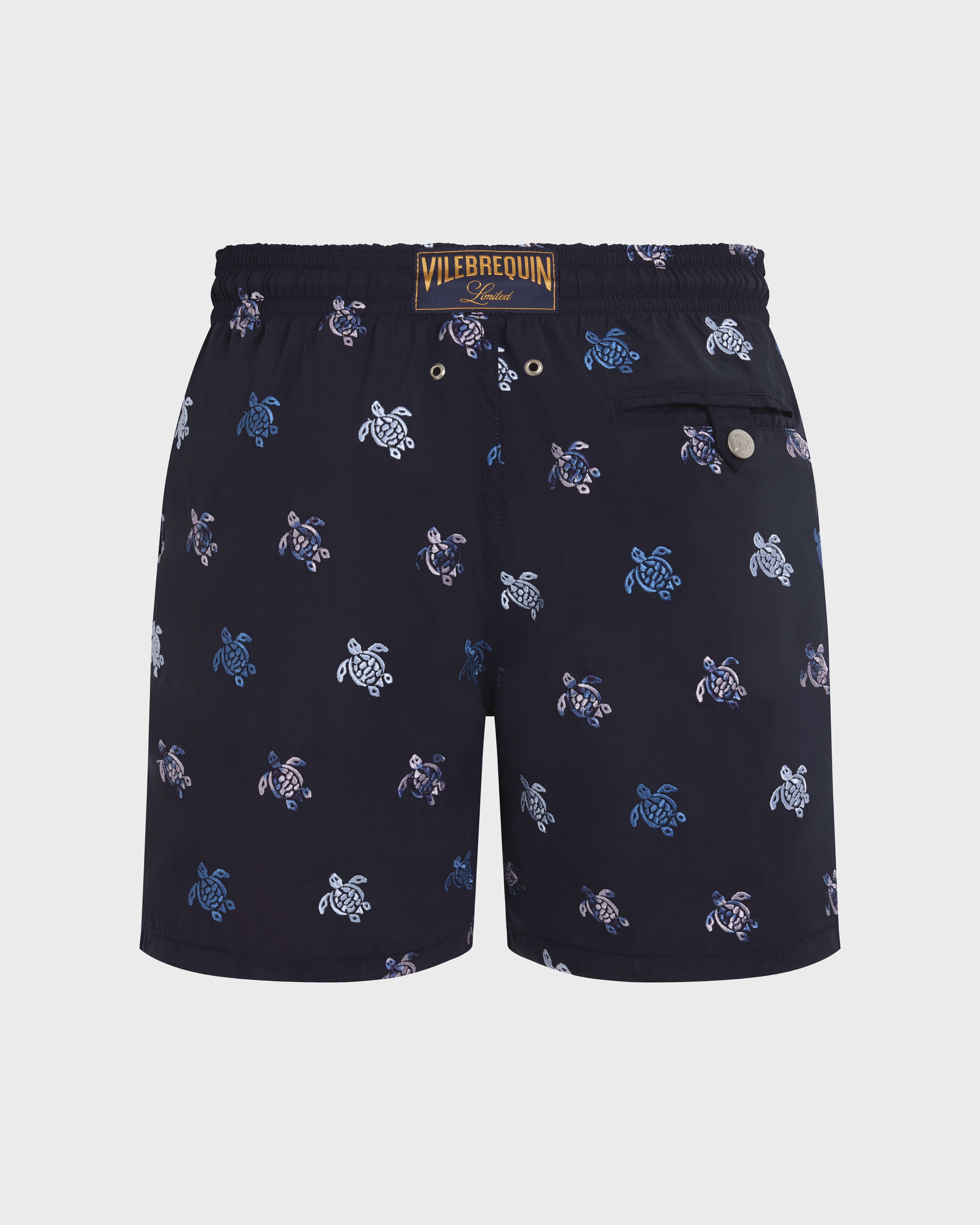 Men Embroidered Swim Trunks Micro Tortues Diagonales - Limited Edition NAVY back view