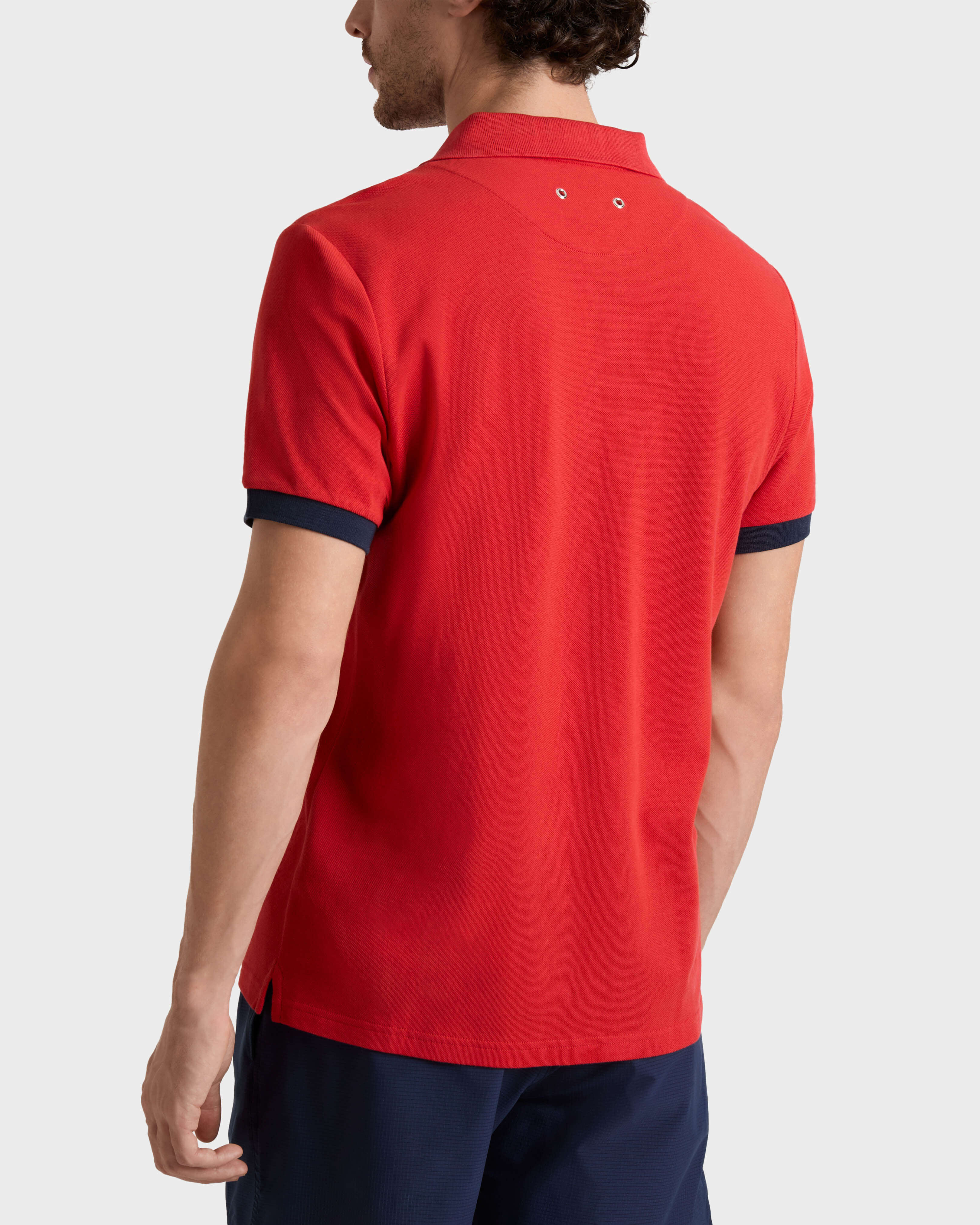 Polo en piqué coton organique homme uni DALIA backworn view