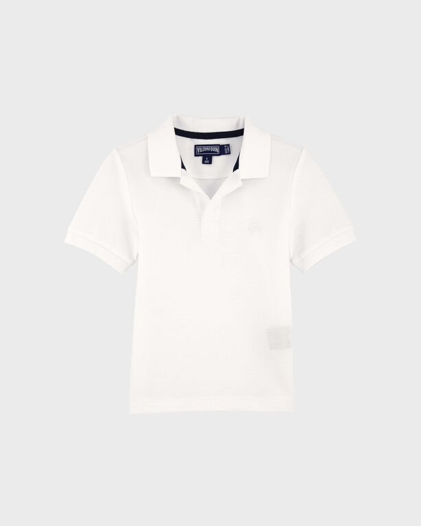 Vilebrequin – Solid Polohemd Aus Baumwollpikee Mit Changierendem Effekt Für Jungen – Polohemd – Pantin – Weiss – Größe 14