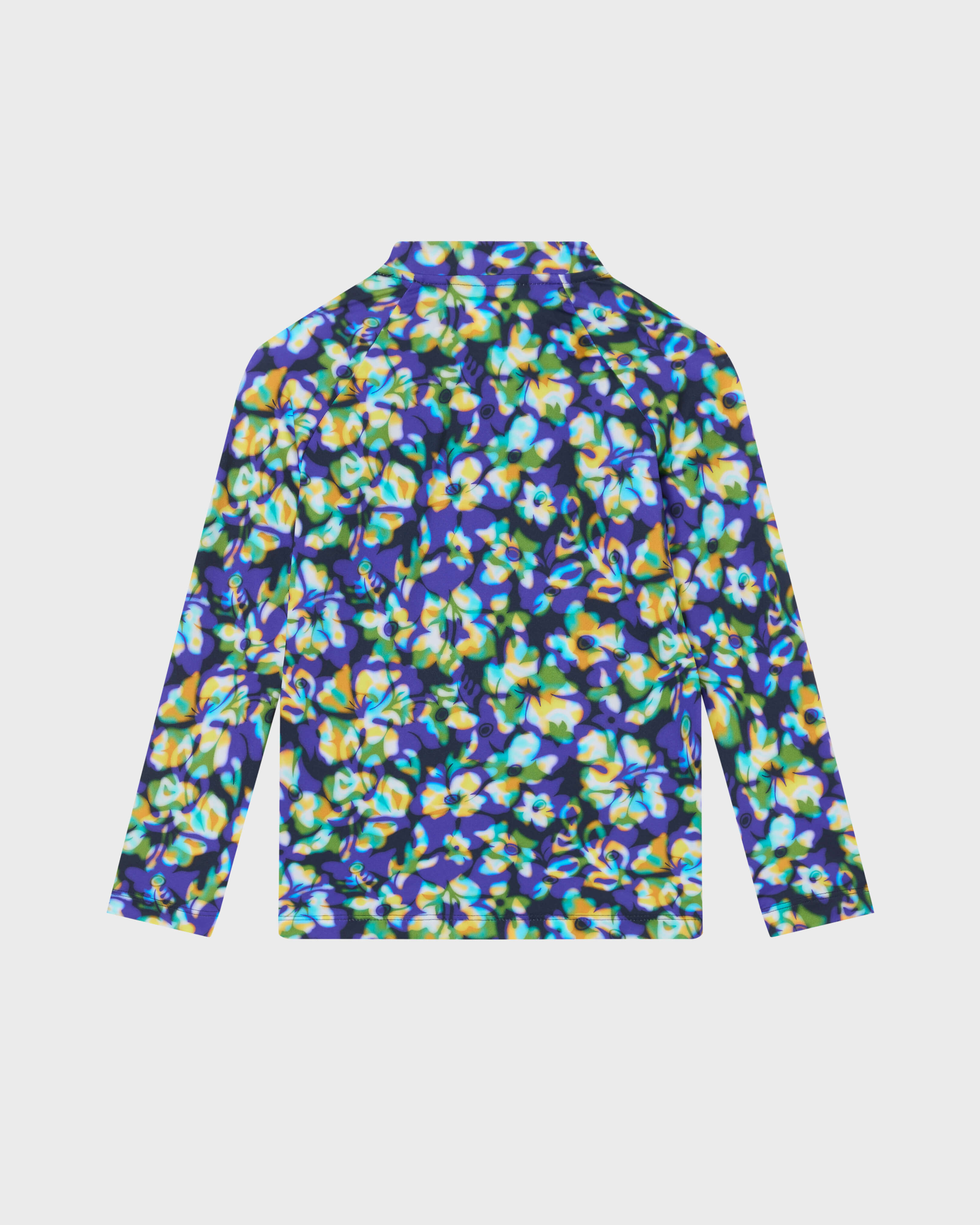 Rash guard bambina a maniche lunghe con zip Frangipanier Trouble BLU MARINE back view