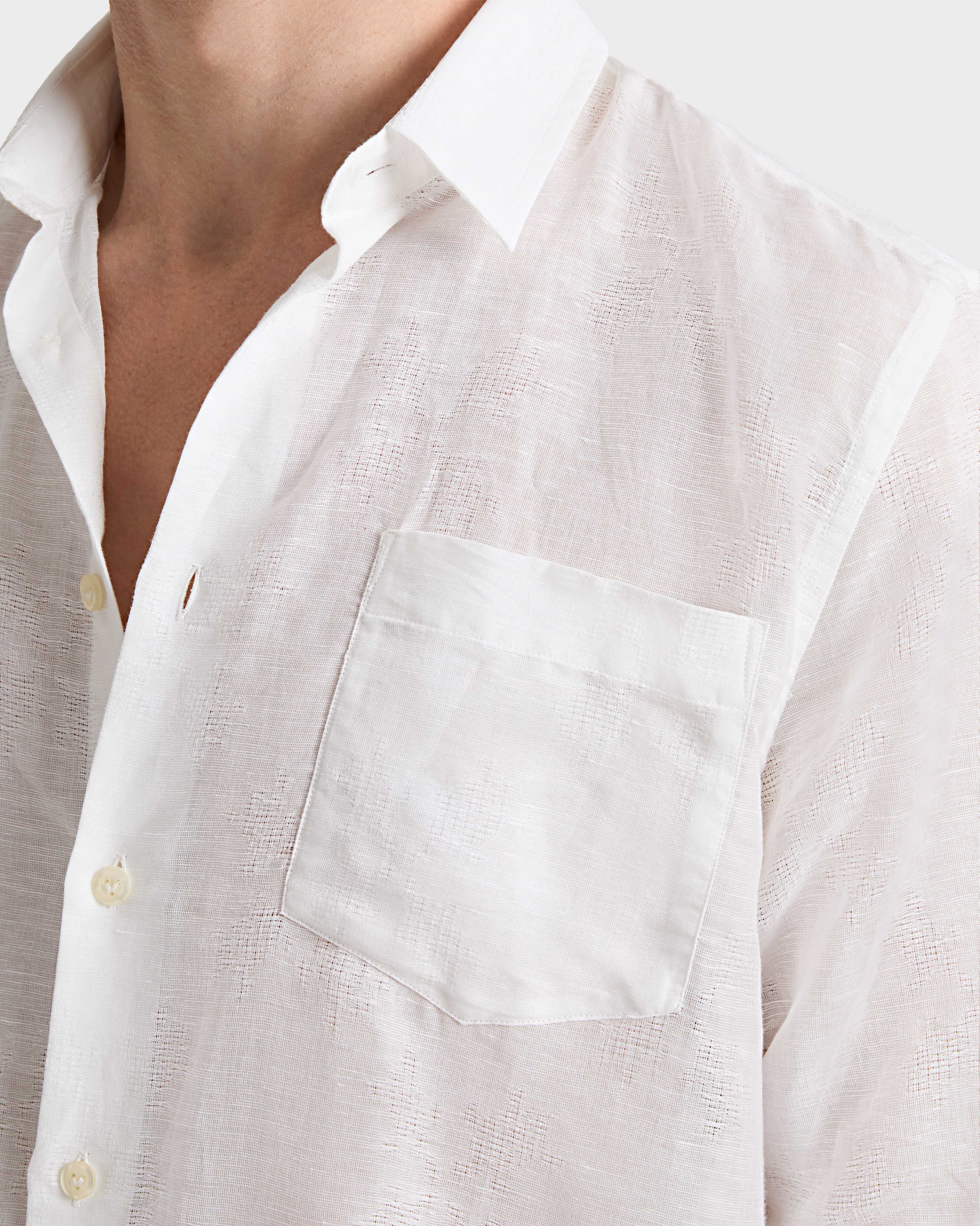 Men Linen and Cotton Shirt Turtle Monogram WHITE supp1 view