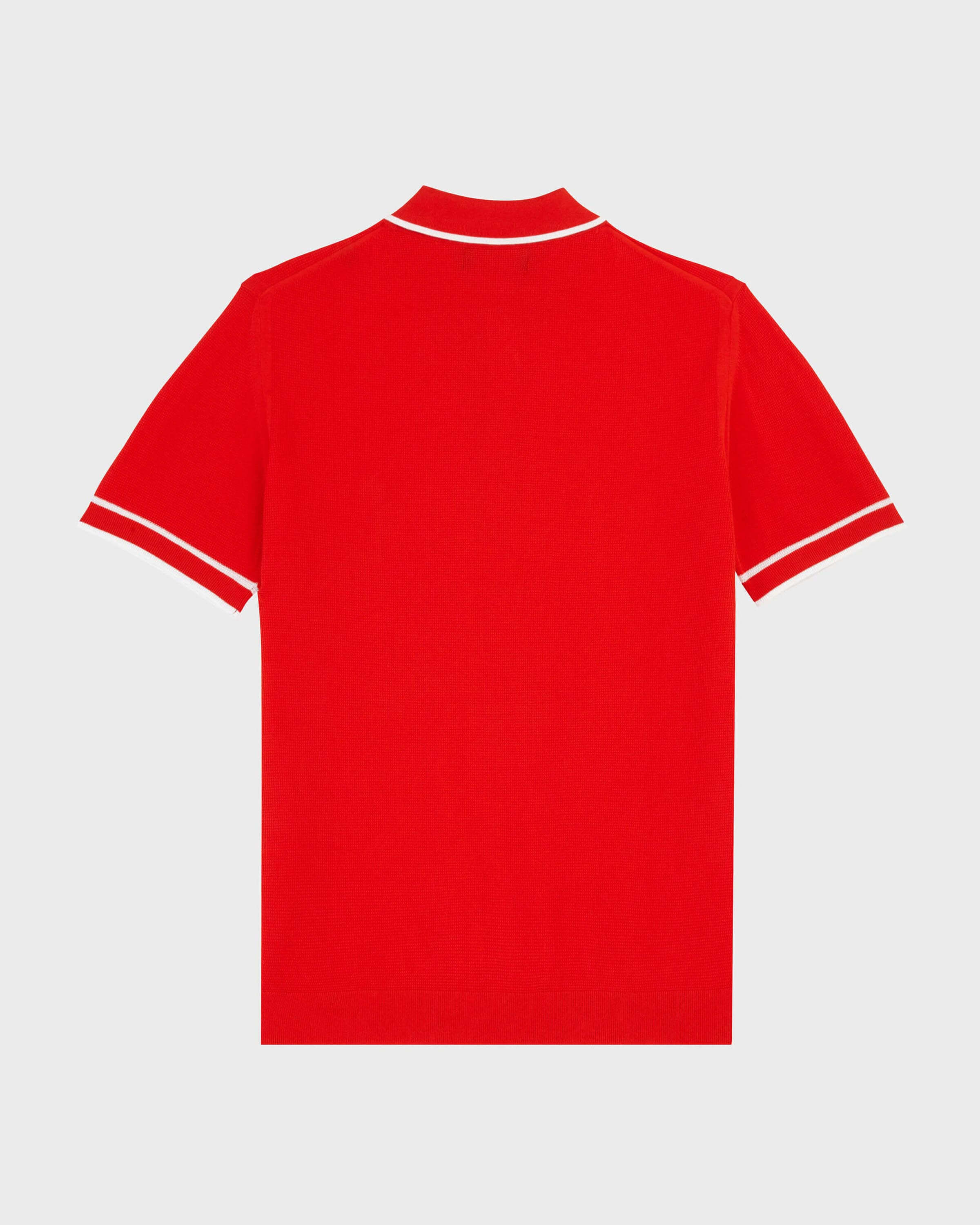 Men Organic Knit Cotton Polo Solid POPPY RED back view