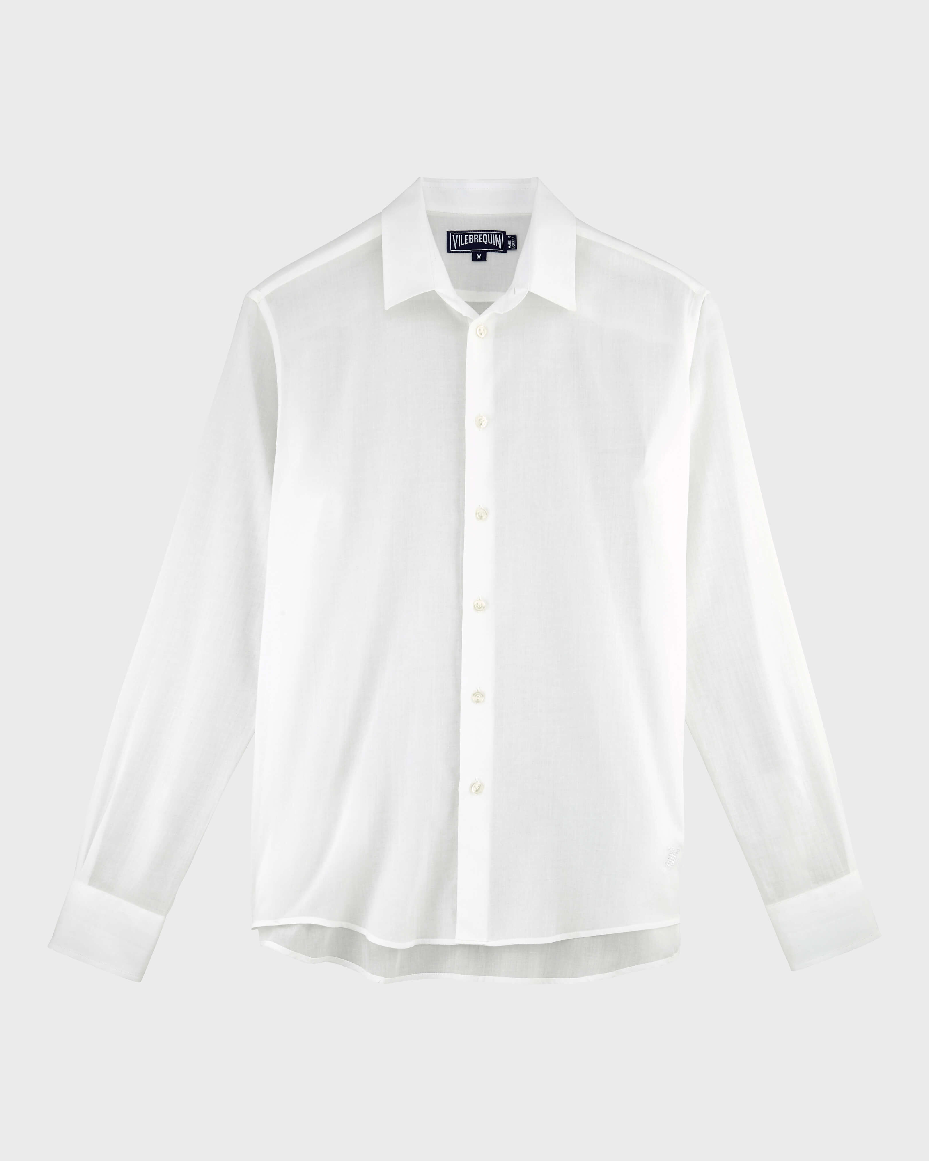 Camisa ligera en gasa de algodón de color liso BLANCO front view