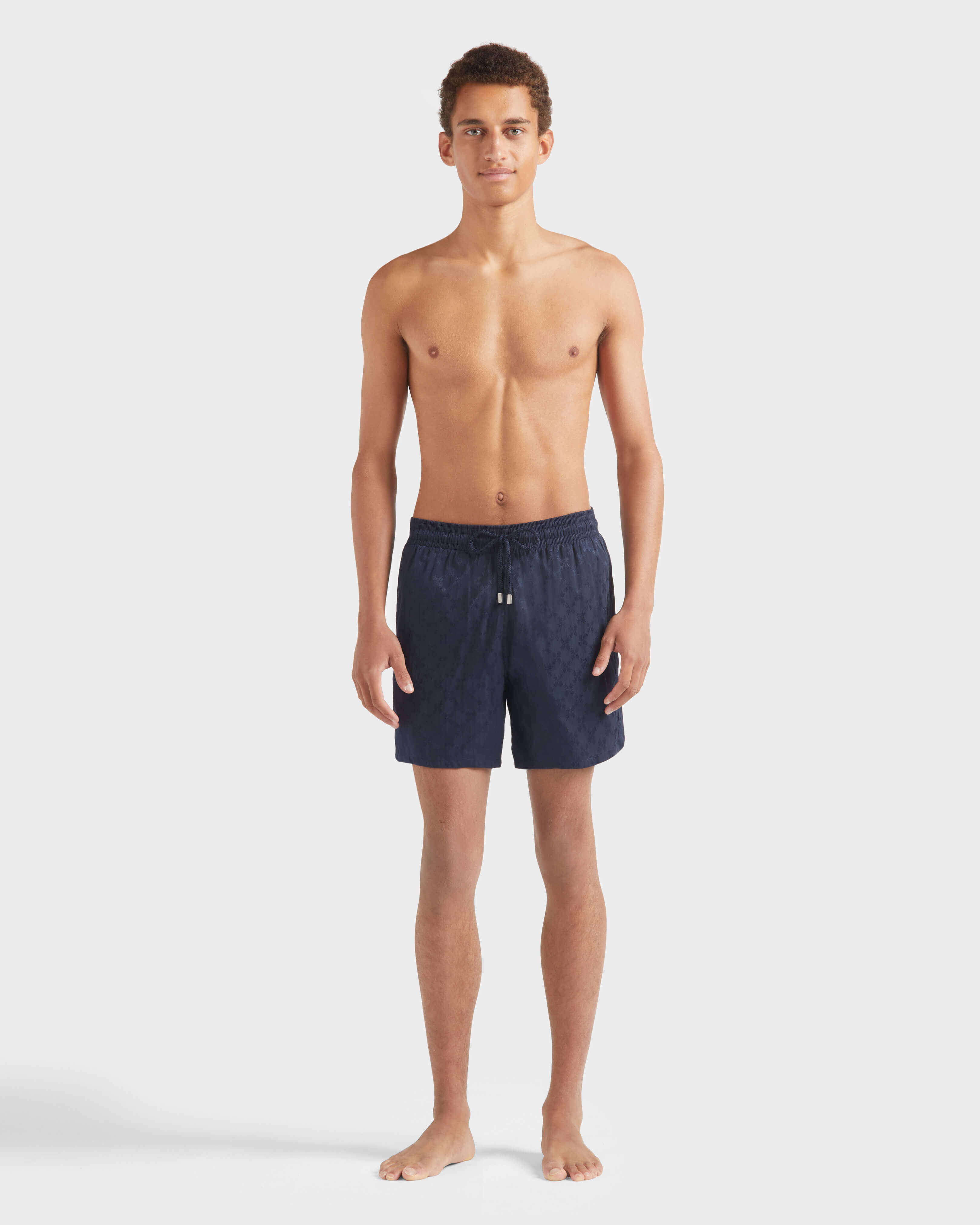 Men Swim Trunks Turtles Monogram NAVY frontworn view