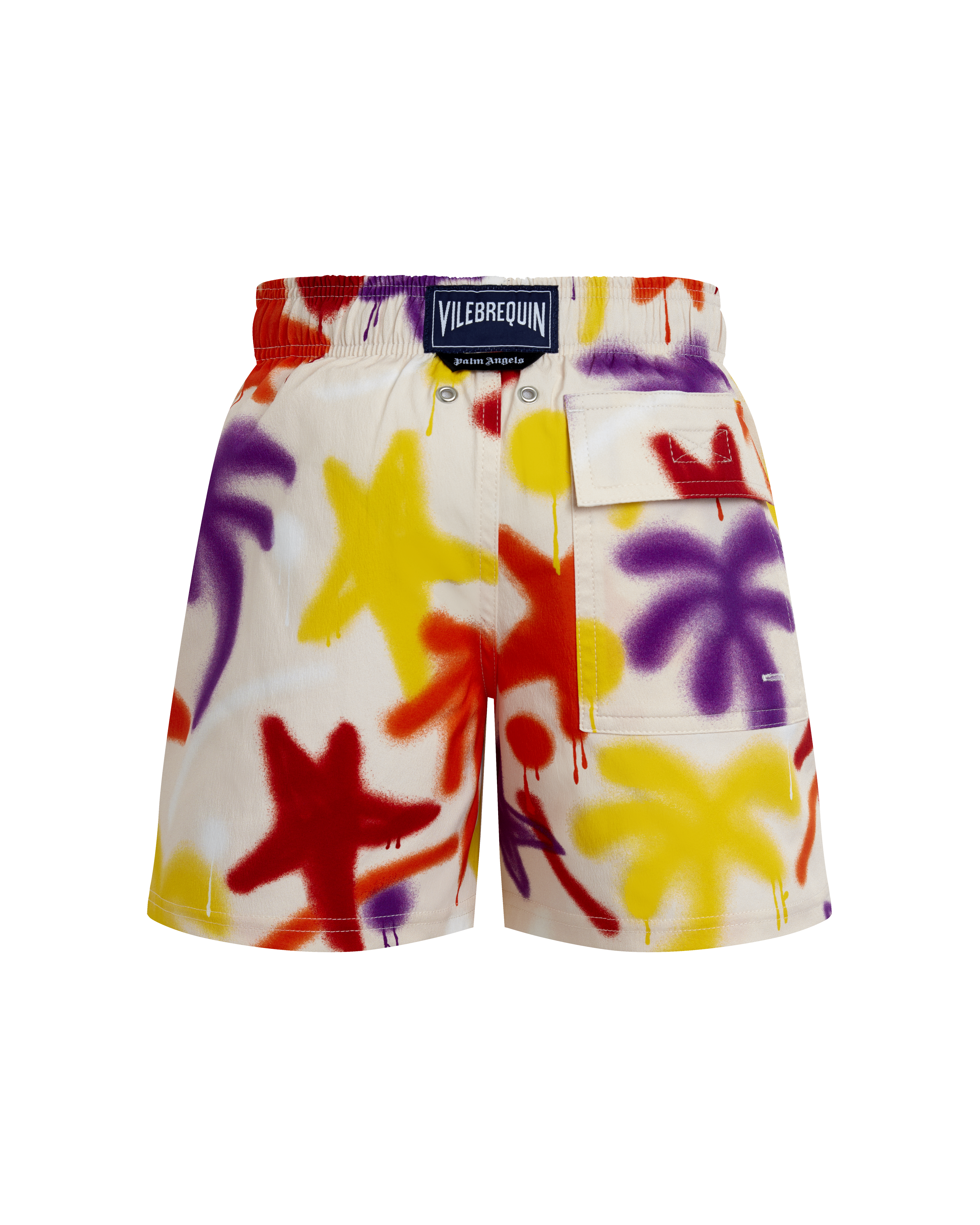 Boys Stretch Swim Shorts Spray Paint - VBQ x Palm Angels PORCELAIN back view