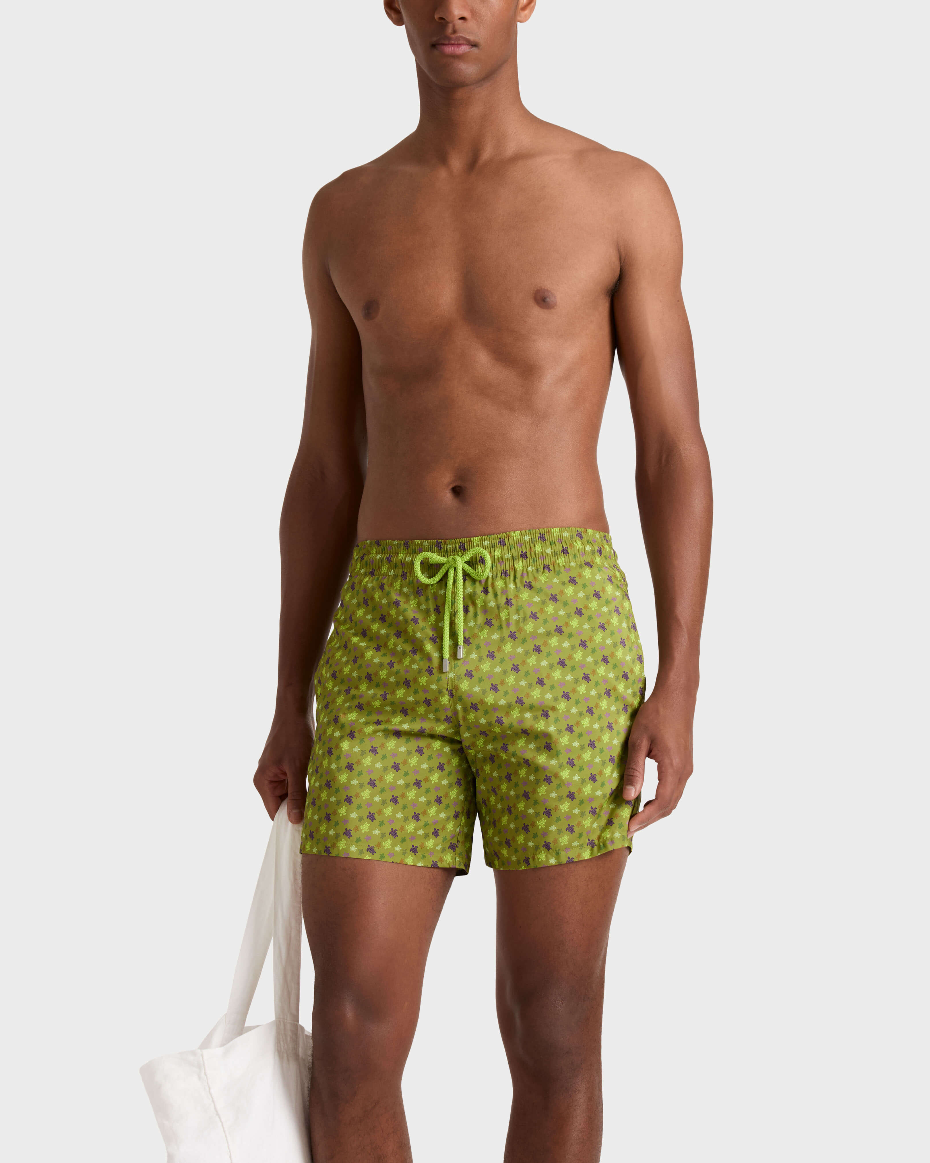 Men Ultra-light and packable Swim Shorts Micro Ronde des Tortues WORMWOOD frontworn view
