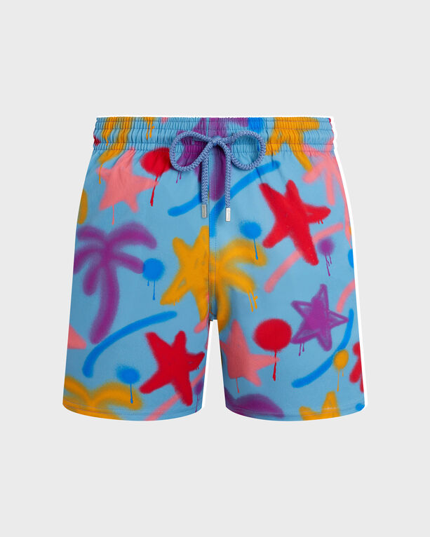 Vilebrequin - Men Stretch Short Swim Shorts Spray Paint - Vbq X Palm Angels - Swimwear - Monrise - Blue - Size M