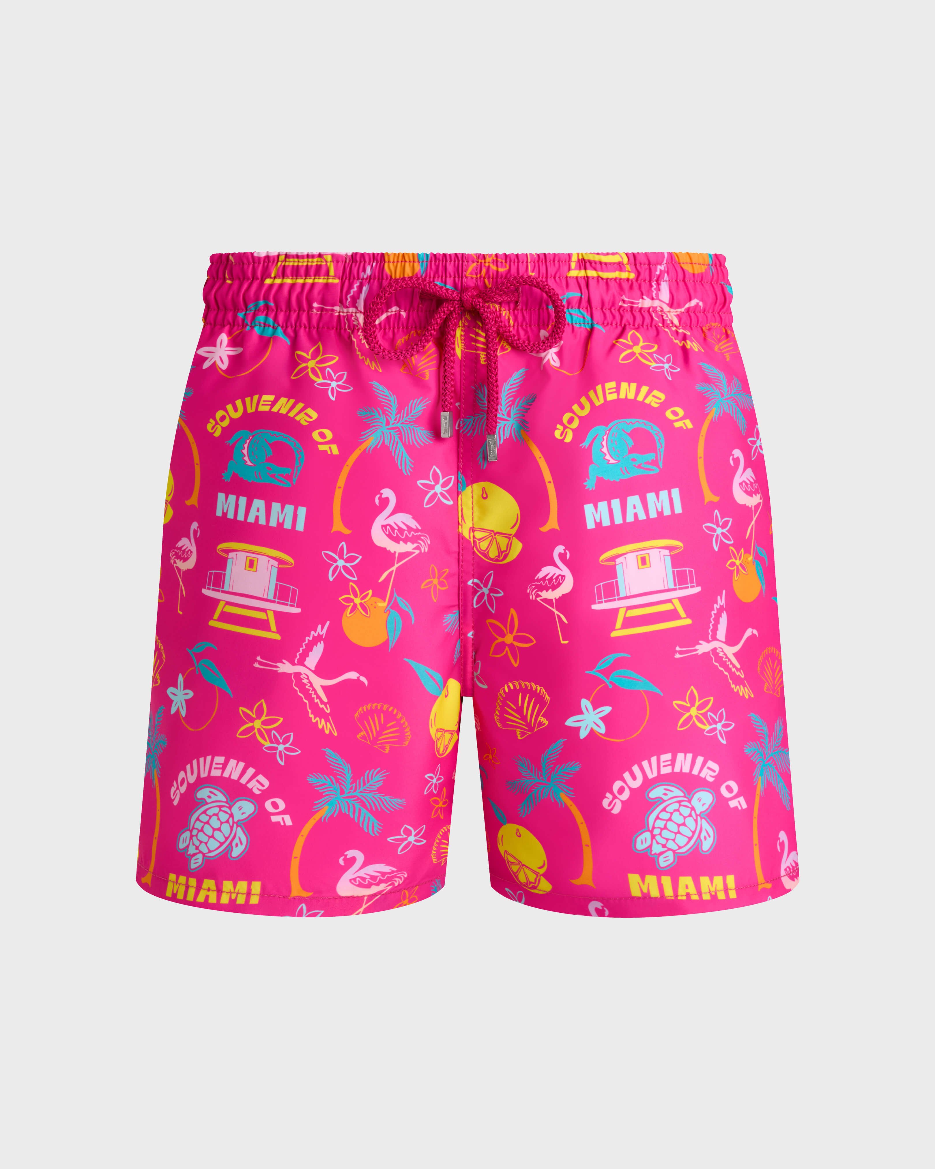 Men Swim Shorts Miami BOUGAINVILLEA front view