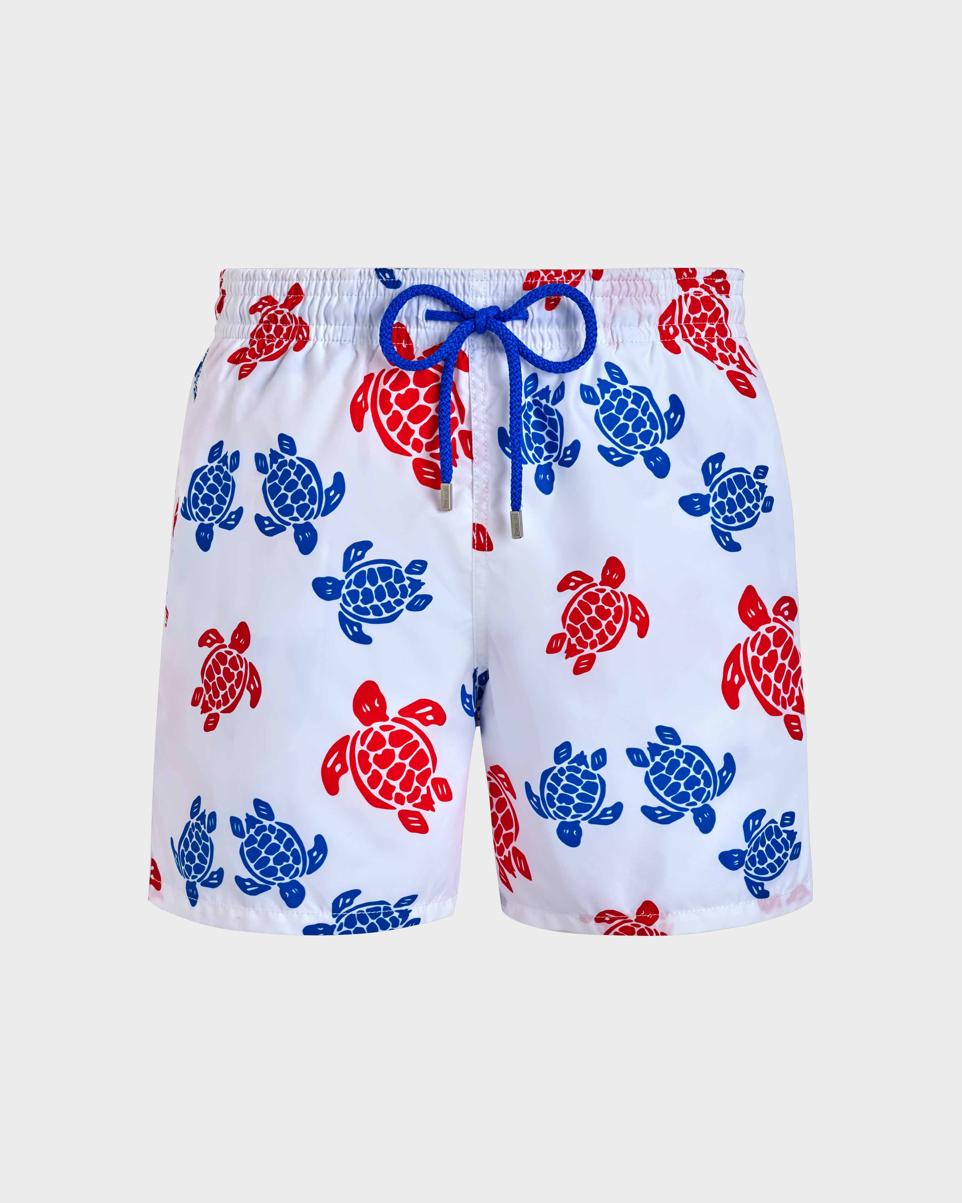 Men Swim Shorts Tortues Multicolores WHITE front view
