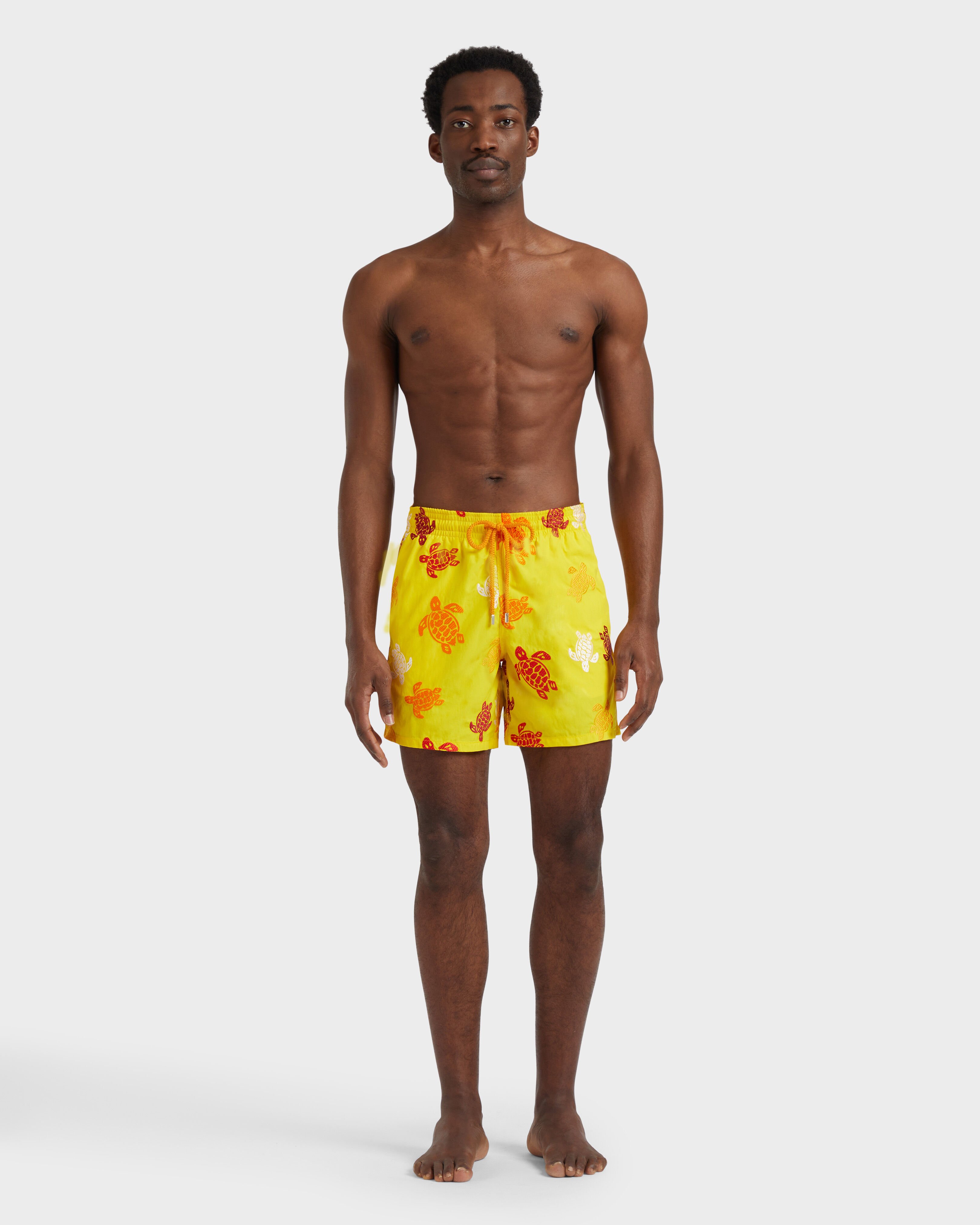 Men Swim Shorts Embroidered Tortue Multicolore - Limited Edition SUN frontworn view