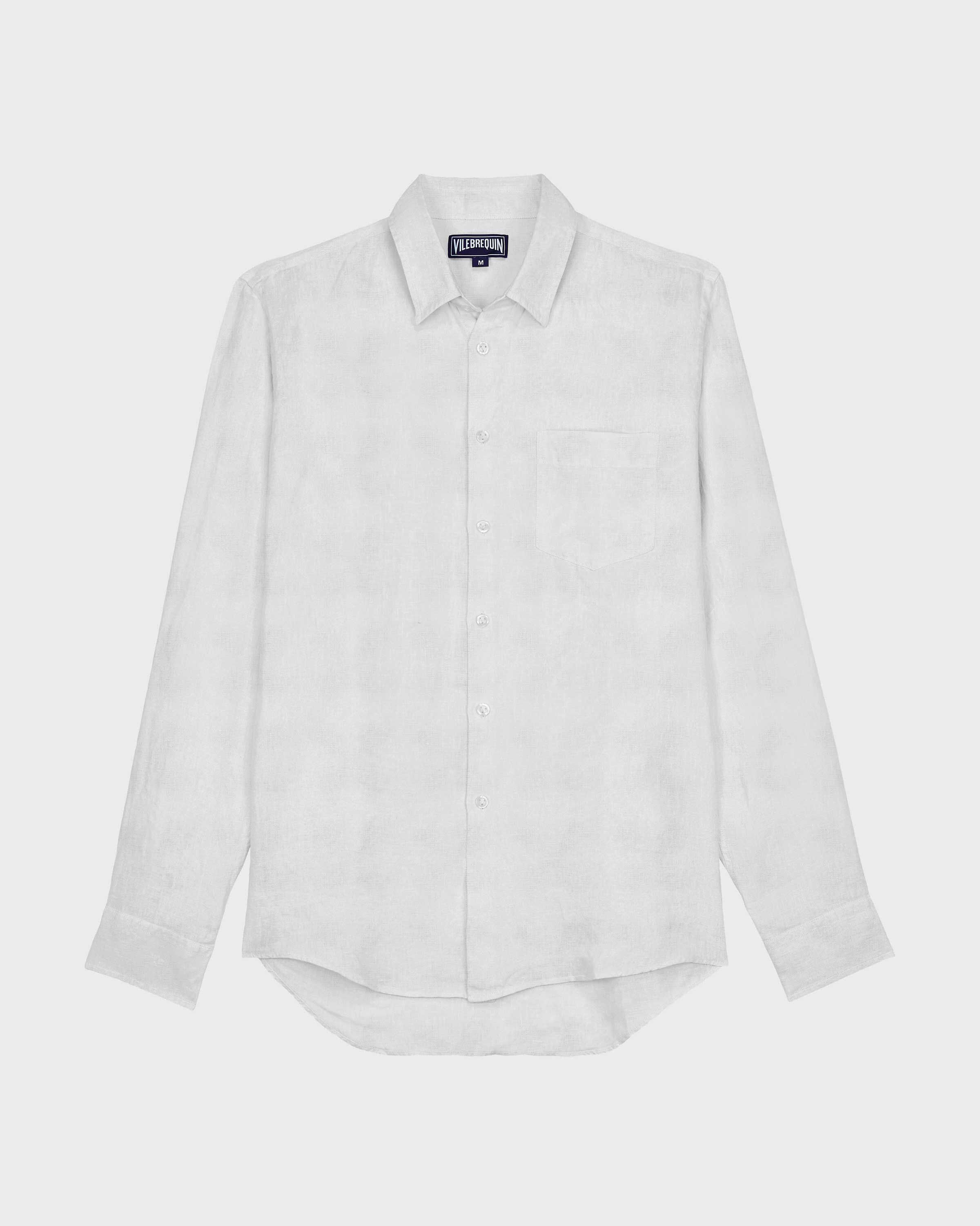 Turtle Monogram Hemd aus Leinen und Baumwolle für Herren WEISS front view