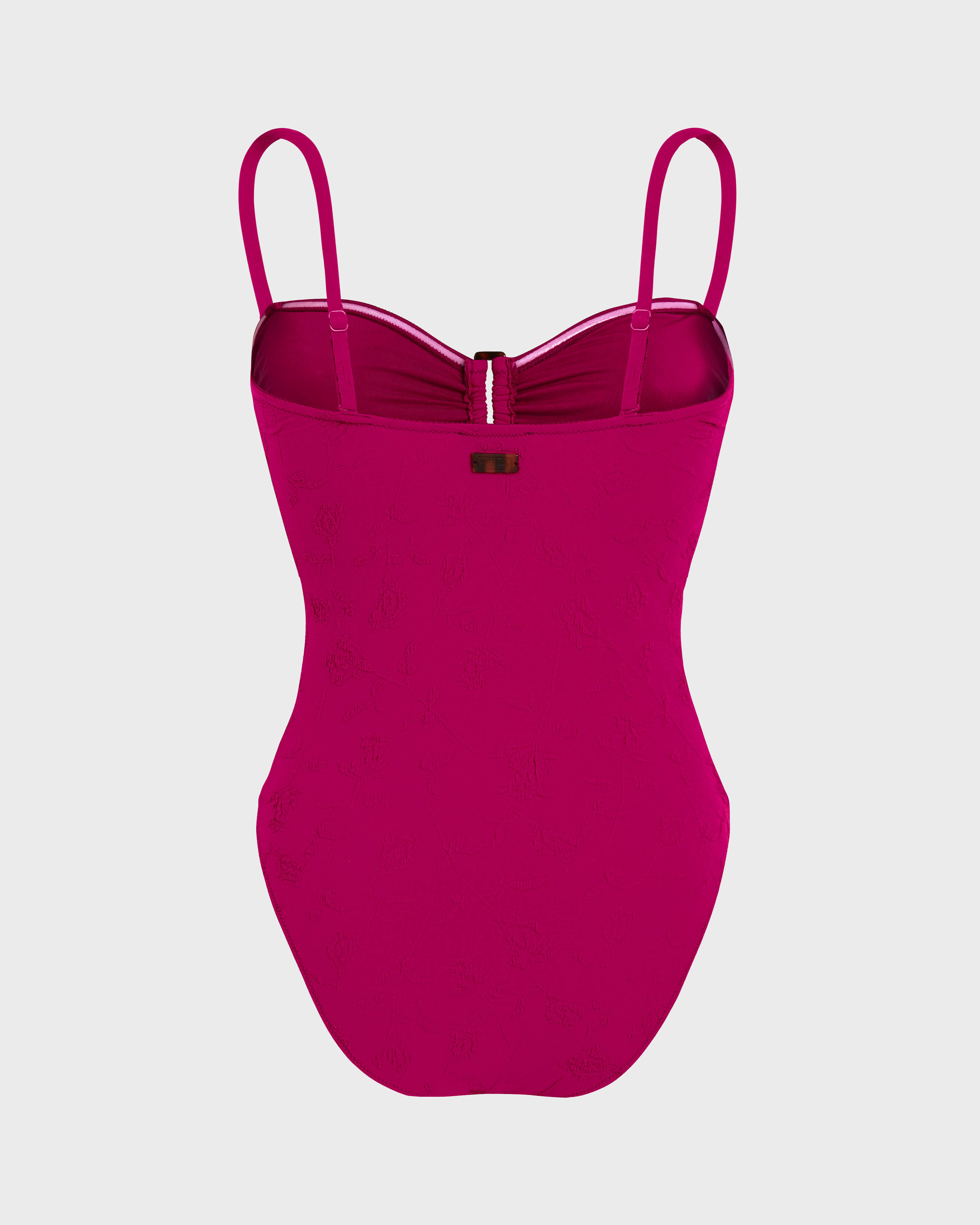 Women Jacquard One-piece Swimsuit Roses - IN STOCK May 12th CRIMSON PURPLE back view
