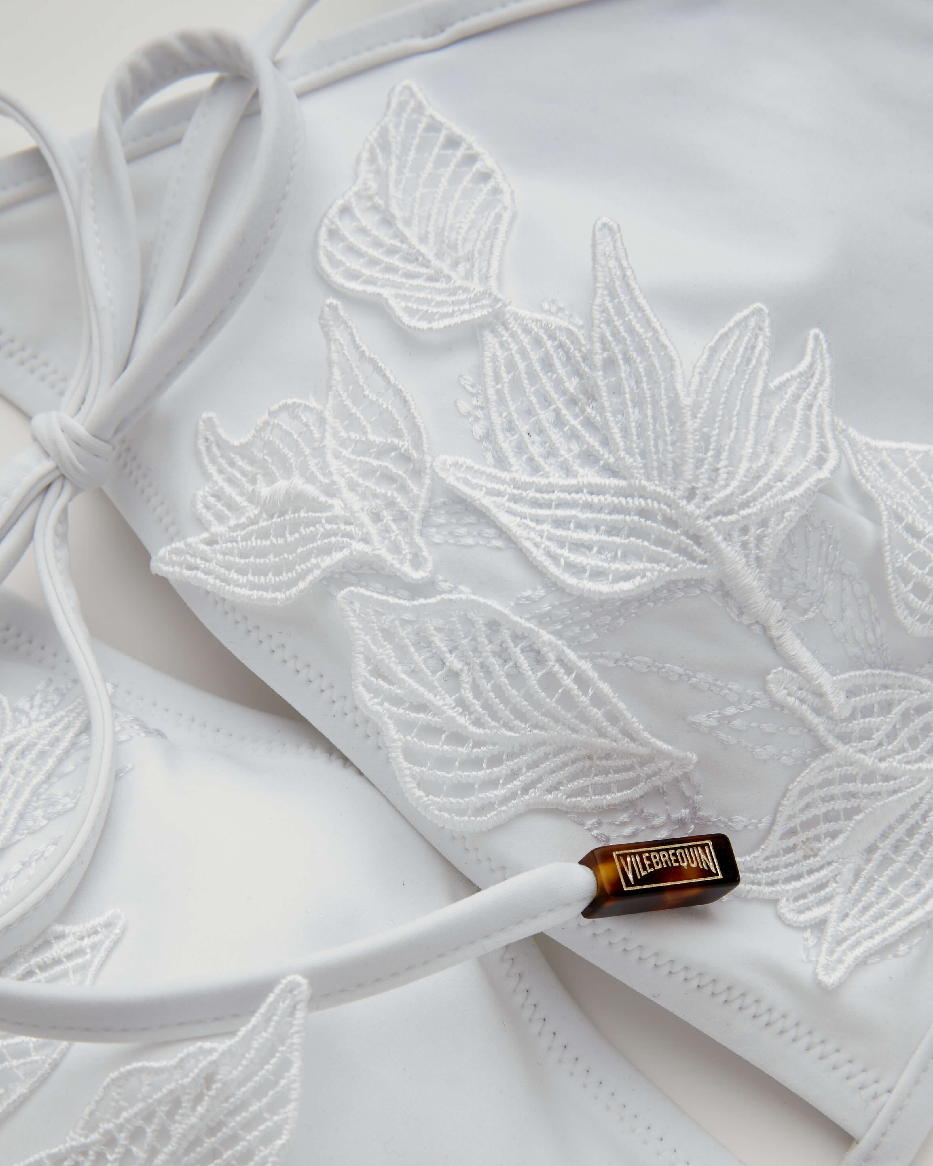 Triangel-Bikini-Top mit bestickter Strelitzie-Blüte Damen - Collection Limited WEISS look1 view