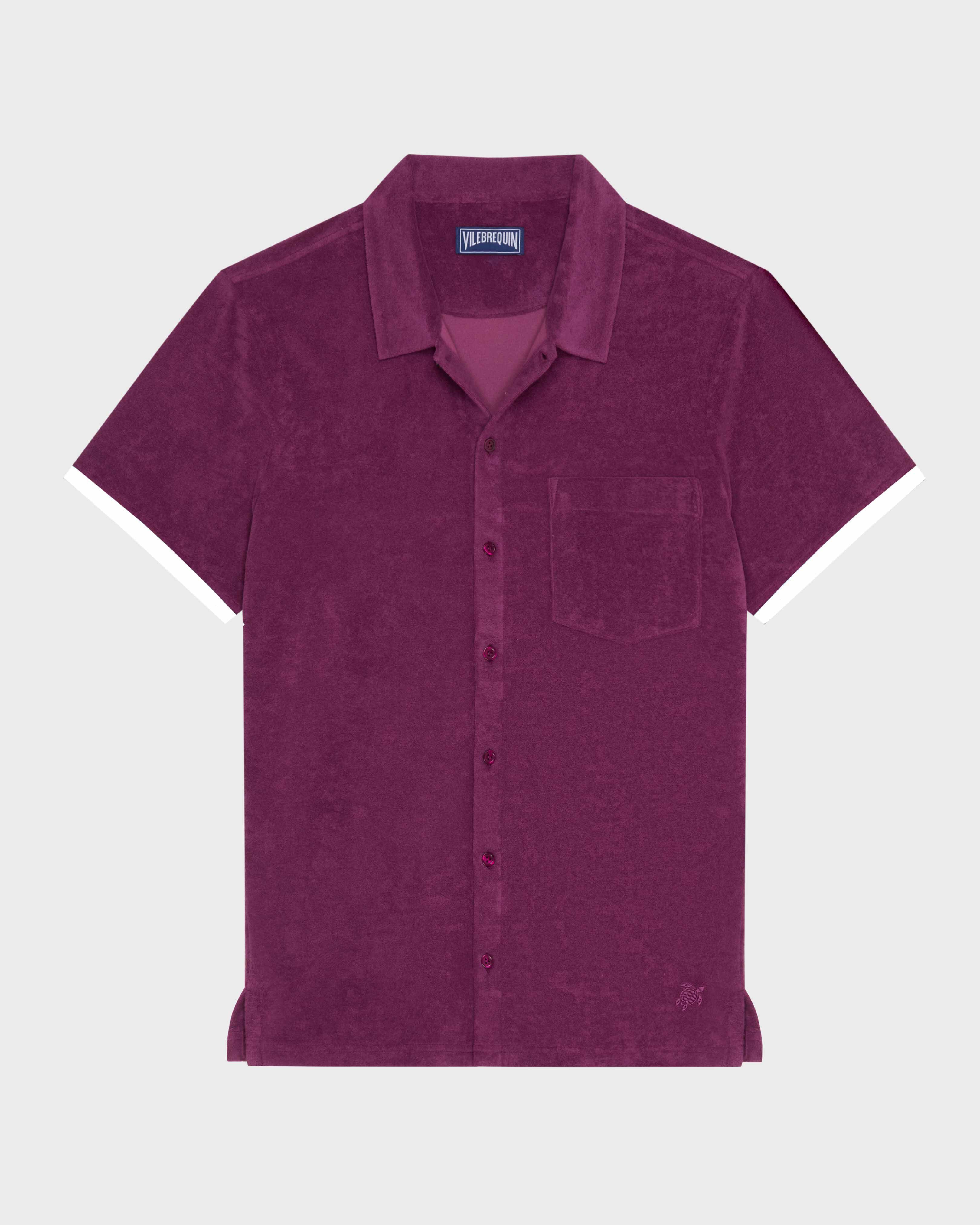 Camicia bowling uomo in spugna tinta unita KERALA front view