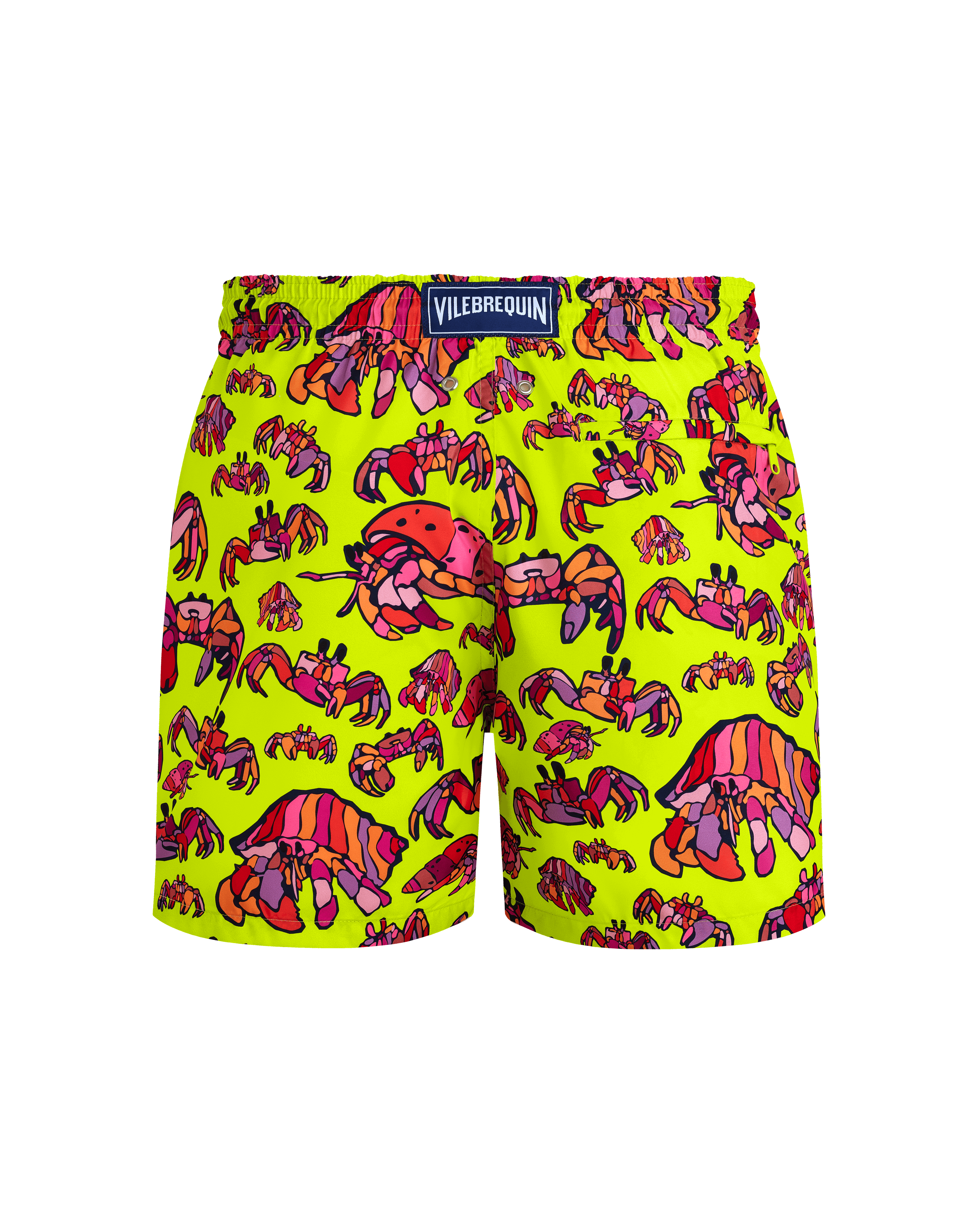 Men Ultra-light and packable Swim Trunks Hermit Crabs CHARTREUSE back view