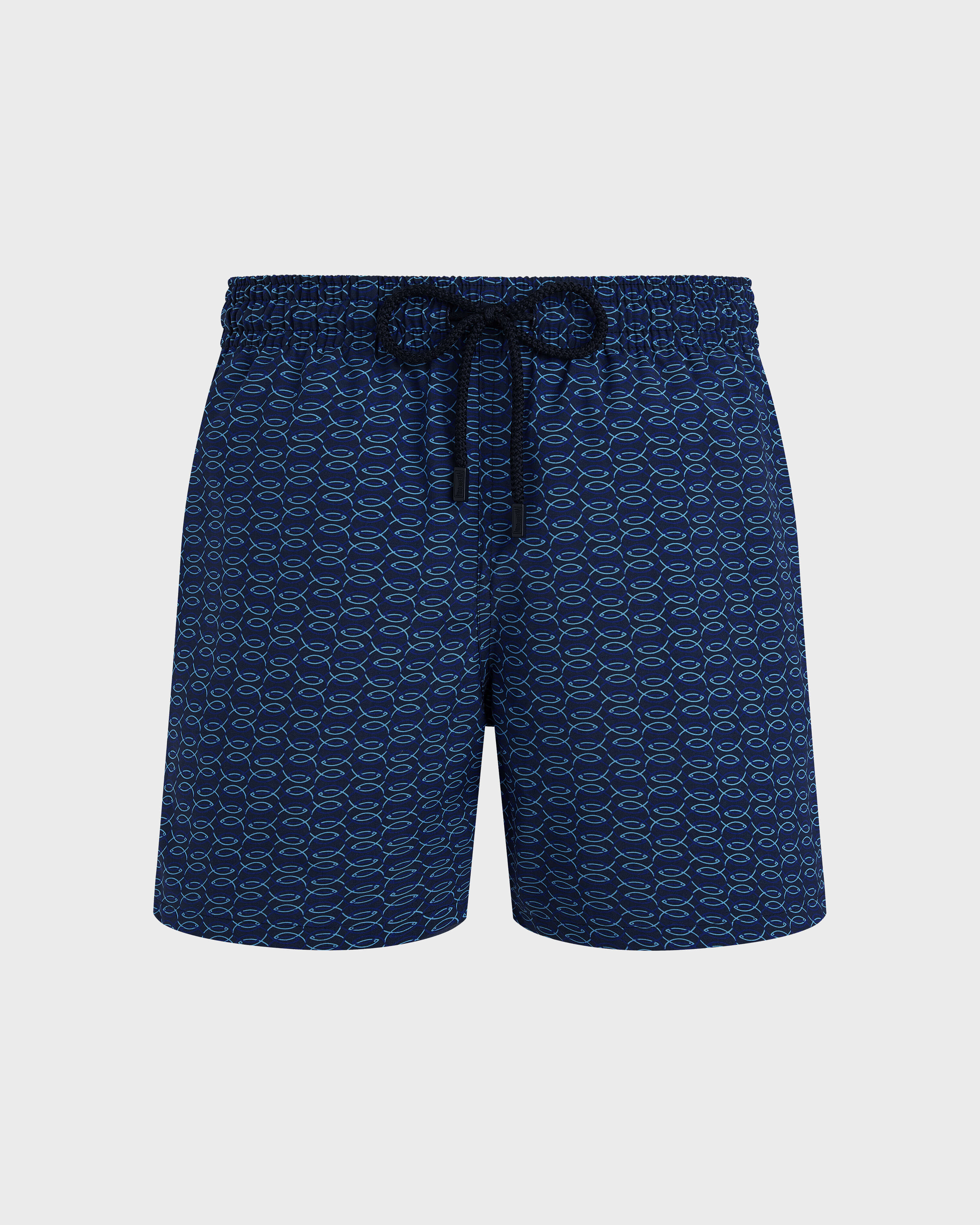 Men Wool Swim Shorts Fish Net NAVY front view