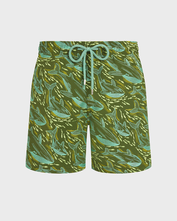Vilebrequin - Men Embroidered Swim Shorts Whales Offset - Limited Edition - Swimwear - Mistral - Green - Size M