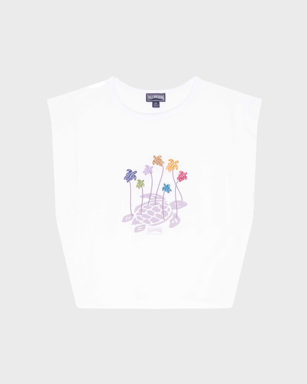 Vilebrequin - Girls Organic Cotton Tank Top Mini Turtle - Tank Top - Ghost - White - Size 6