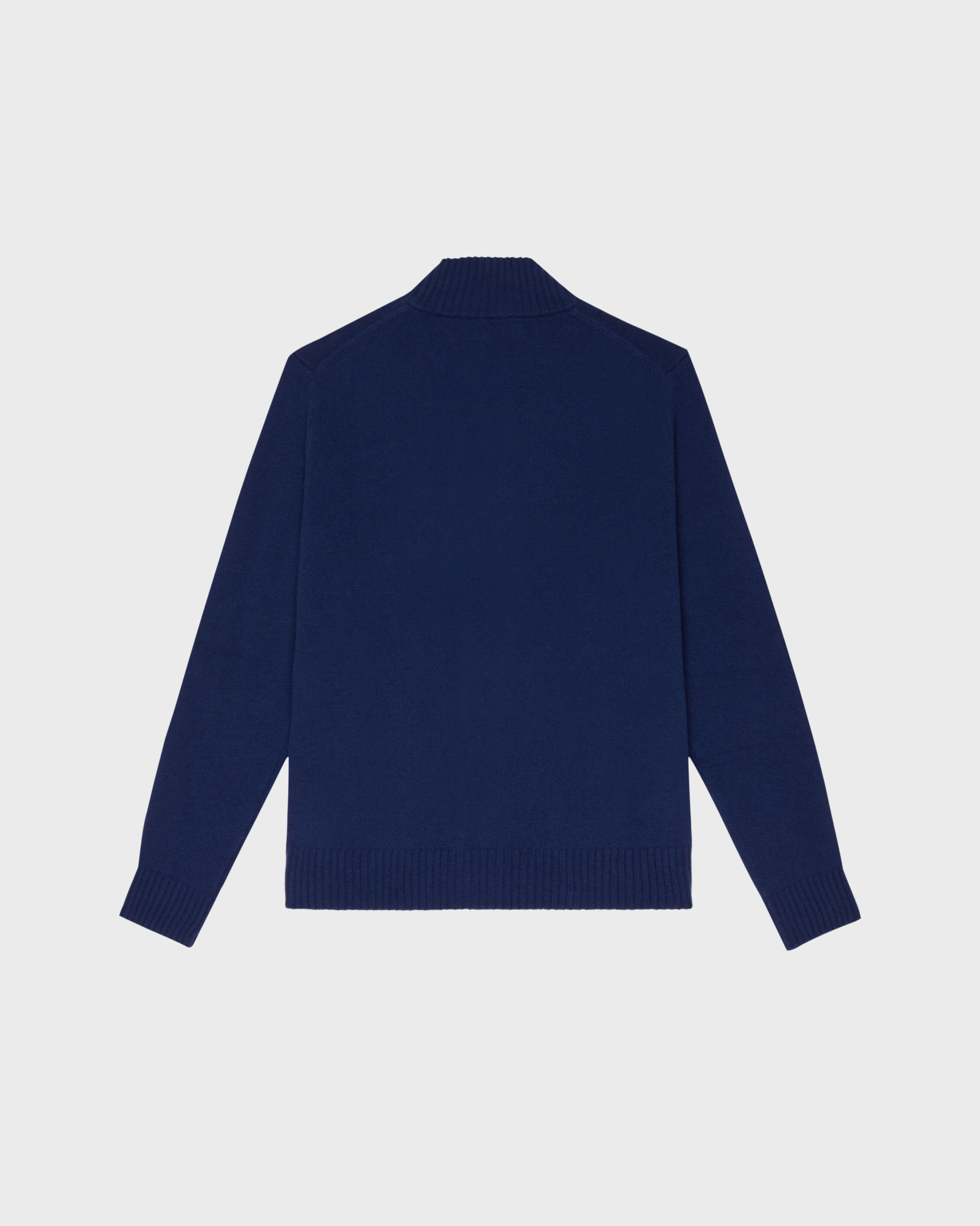 Men Wool and Cashmere Full Zip Sweater Turtle NAVY back view